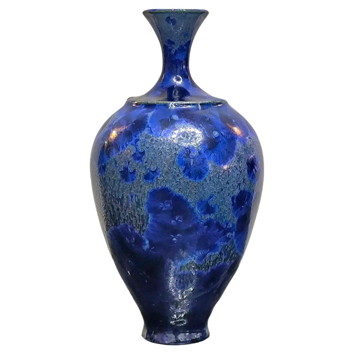 Unique Piece Isak Isaksson Ceramic Vase in Blue Crystalline Glaze