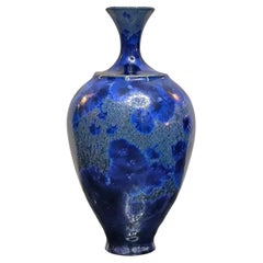 Einzigartige Isak Isaksson-Keramikvase in blauer kristalliner Glasur