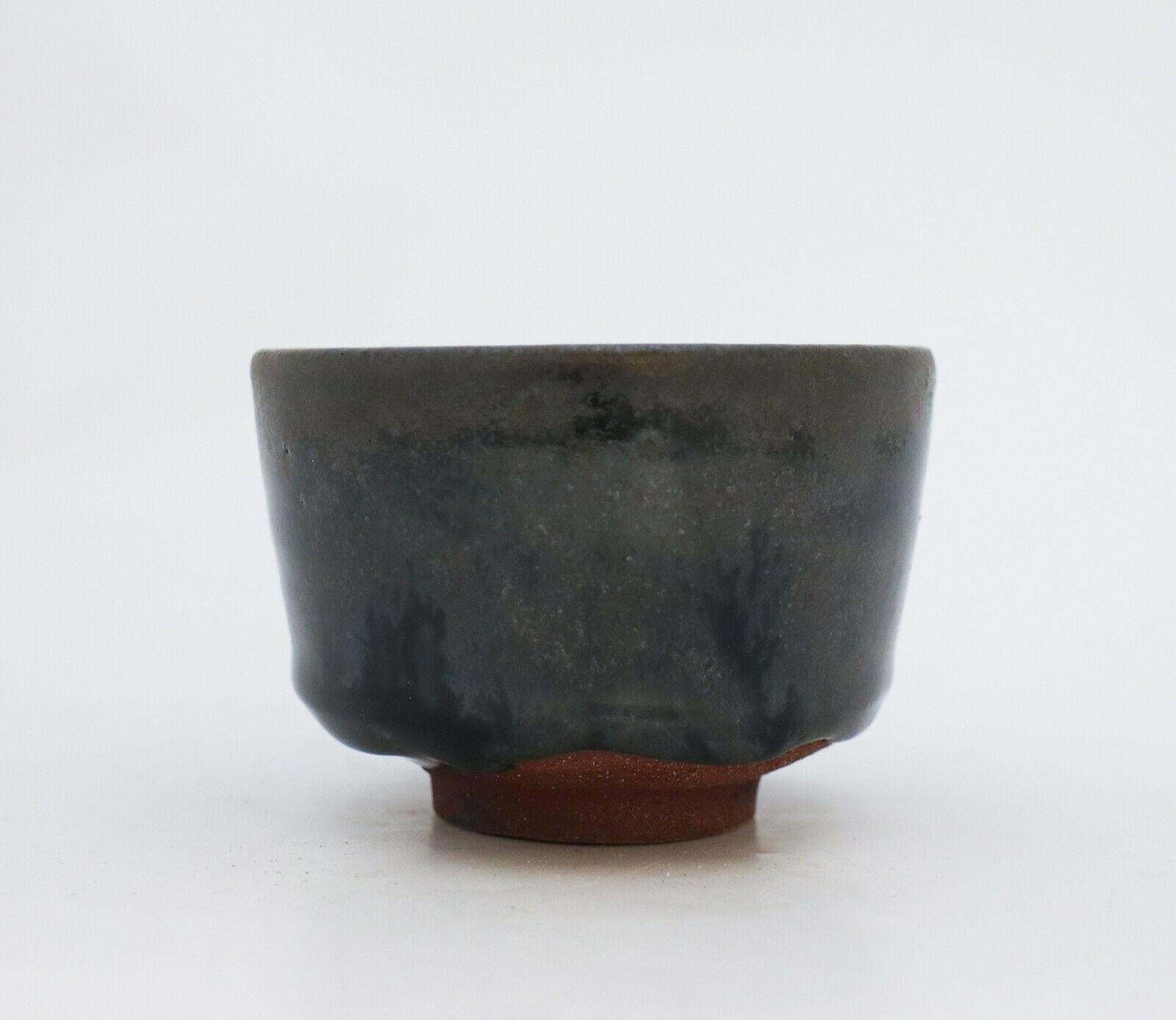 Scandinavian Modern Isak Isaksson, Chawan Tea Bowl Dark Glaze, Contemporary Swedish Ceramicist