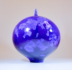 Artisak Isaksson Vase en céramique bleu profond Glace cristalline Artiste contemporain