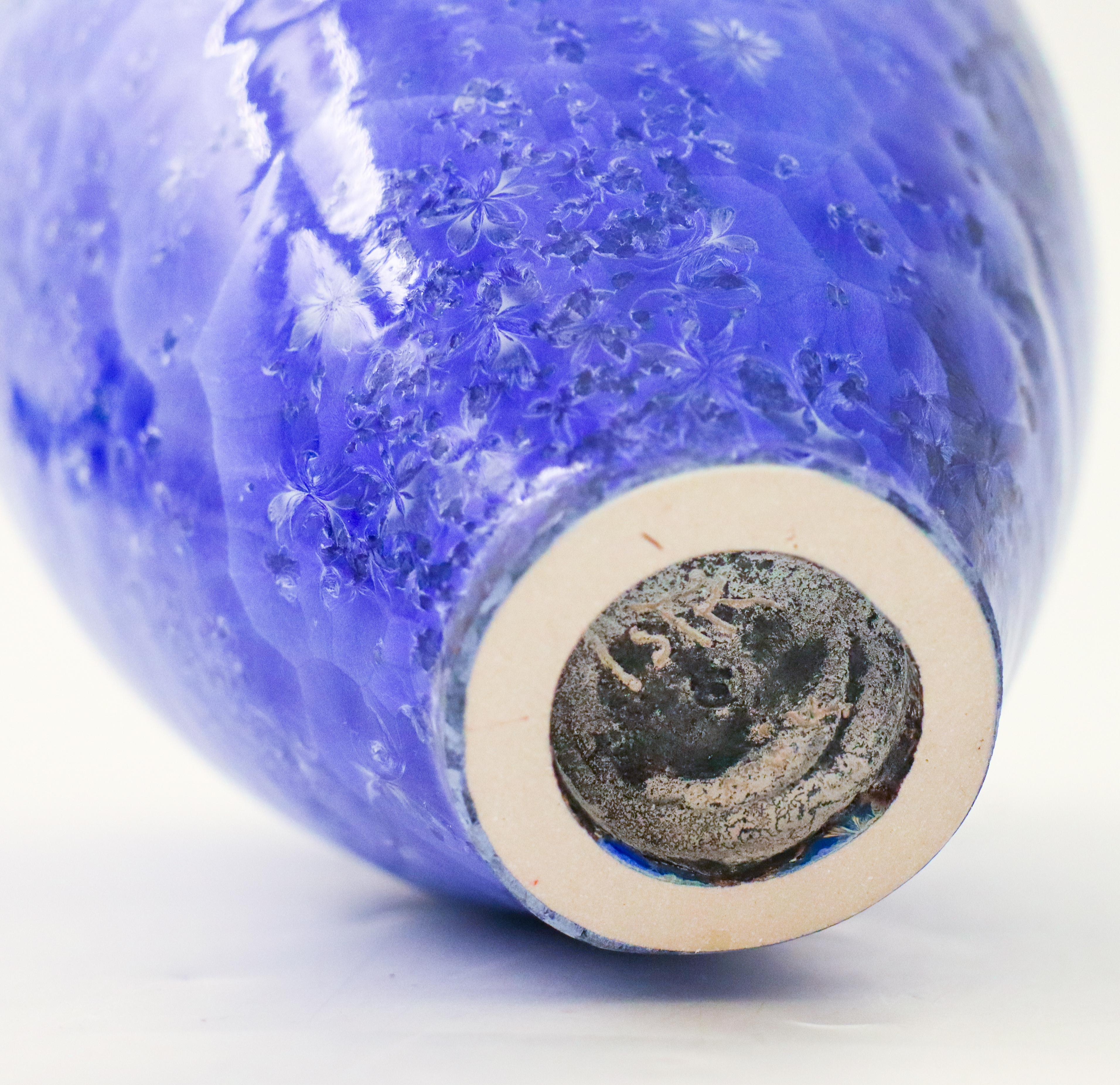 Isak Isaksson Deep Blue Ceramic Vase Crystalline Glaze Contemporary Artist For Sale 1