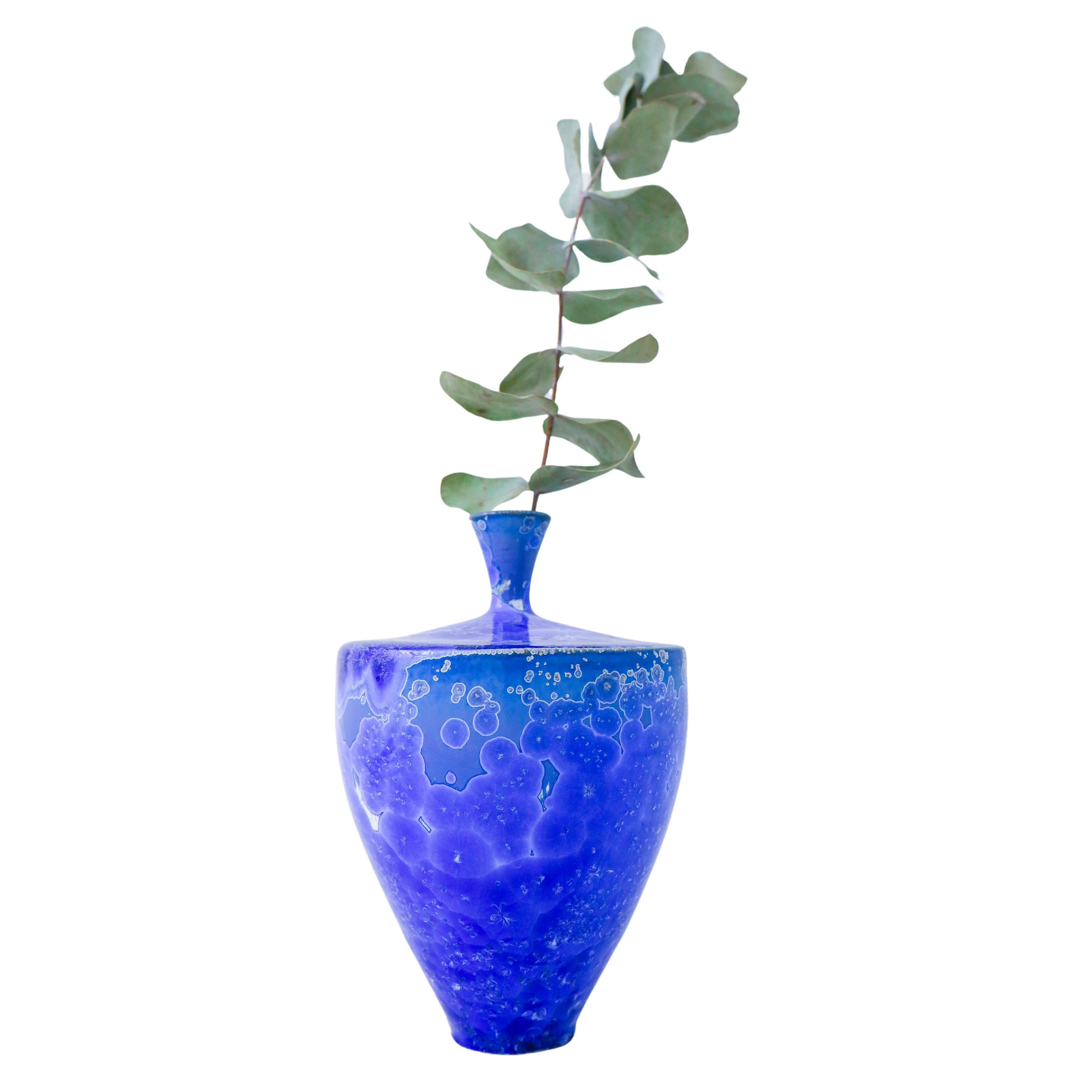 Isak Isaksson Deep Blue Ceramic Vase Crystalline Glaze Contemporary Artist