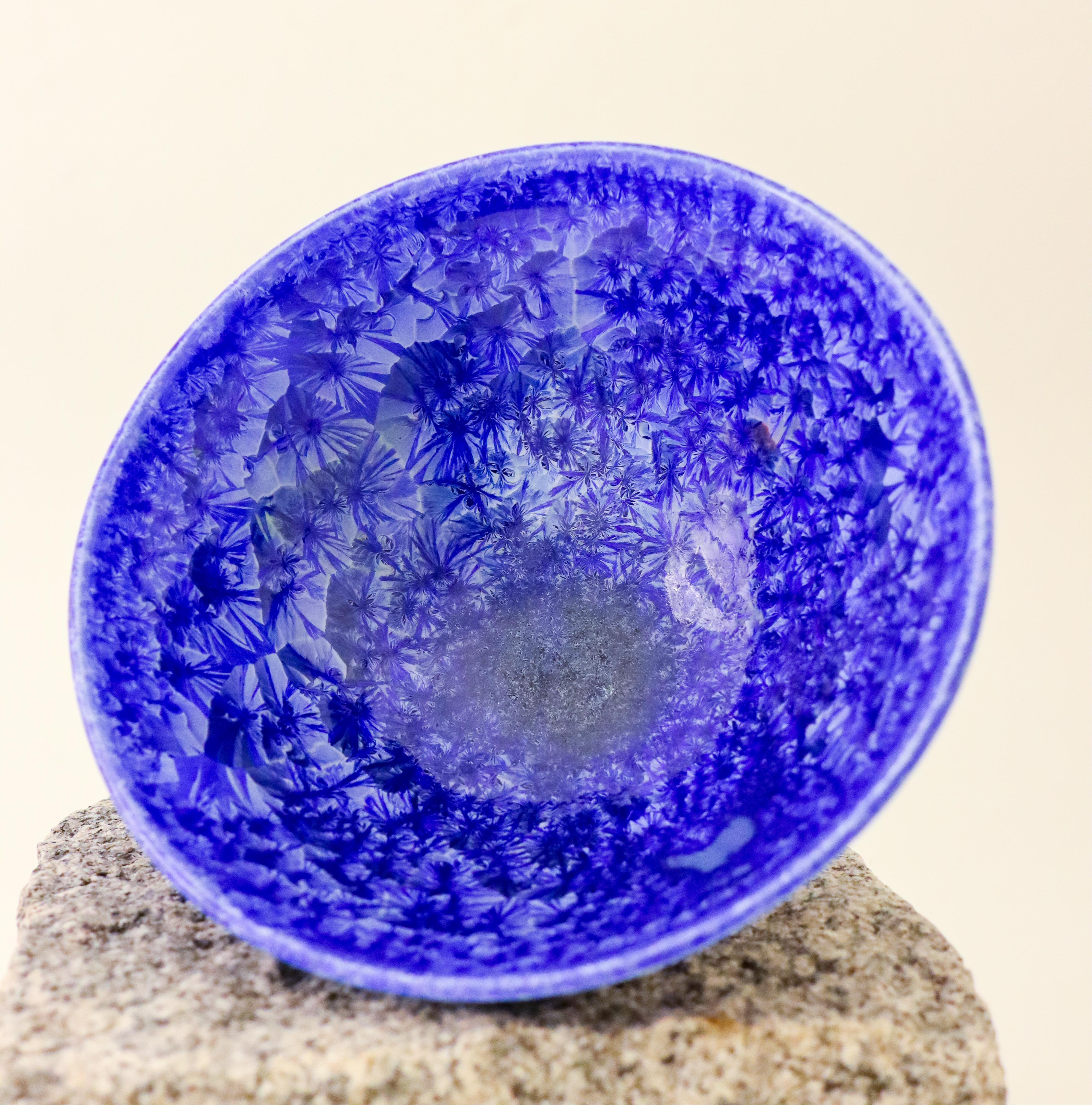 Scandinavian Modern Isak Isaksson Deep Blue Ceramic Vase Crystalline Glaze Contemporary Space