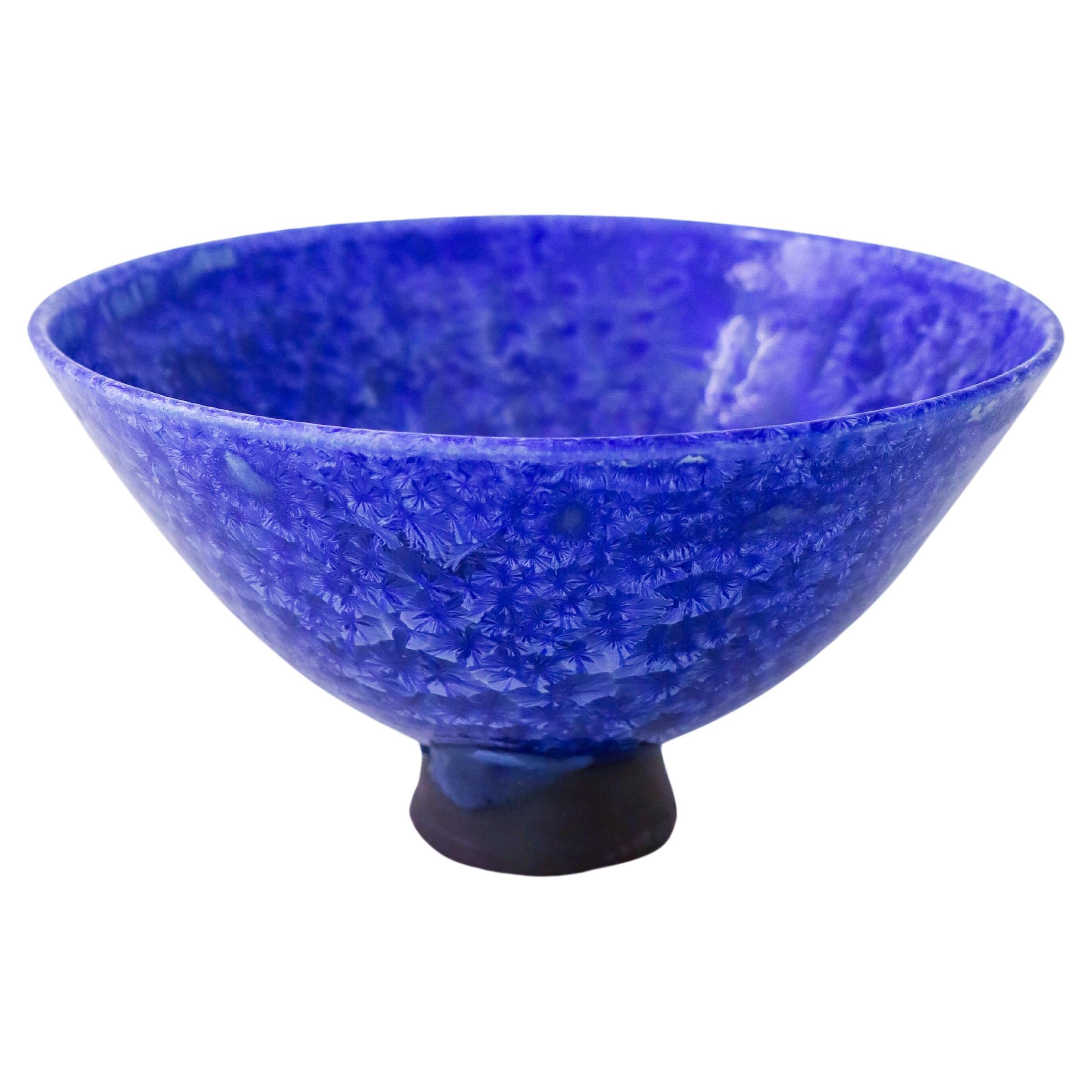 Isak Isaksson Deep Blue Ceramic Vase Crystalline Glaze Contemporary Space For Sale