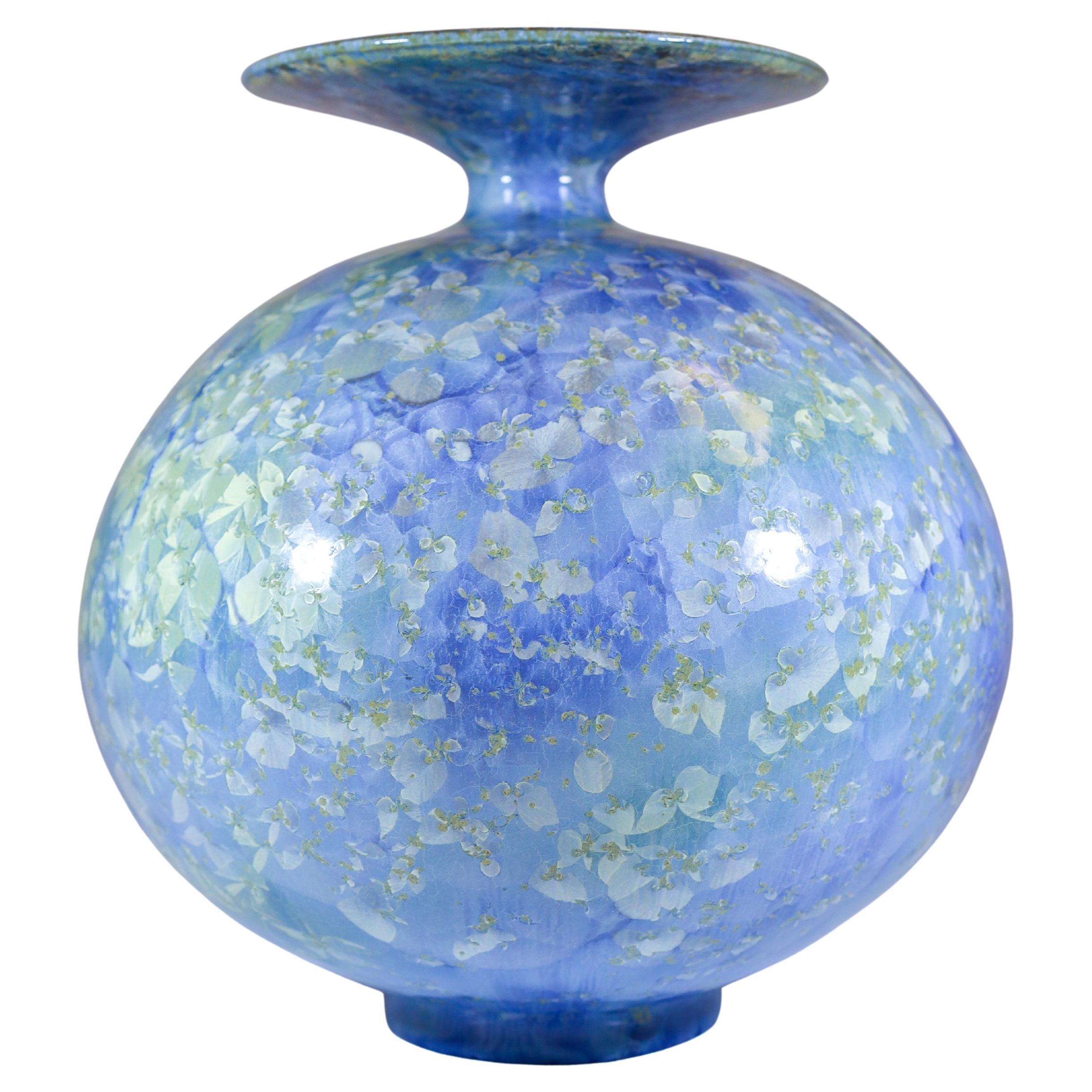 Isak Isaksson Dove Blue Ceramic Vase Crystalline Contemporary Artist