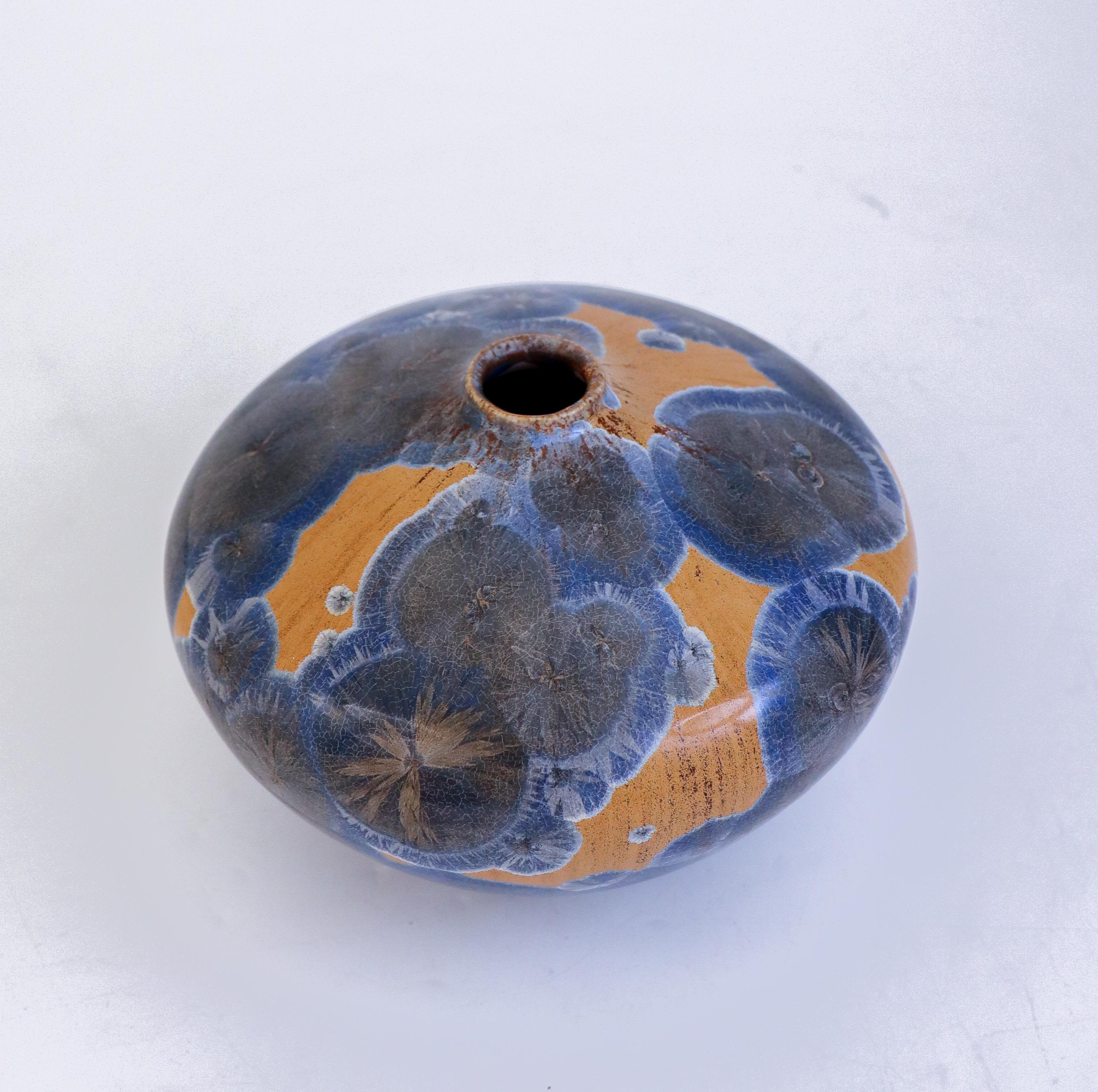 Isak Isaksson Gold / Gray Ceramic Vase Crystalline Glaze Contemporary Artist 1