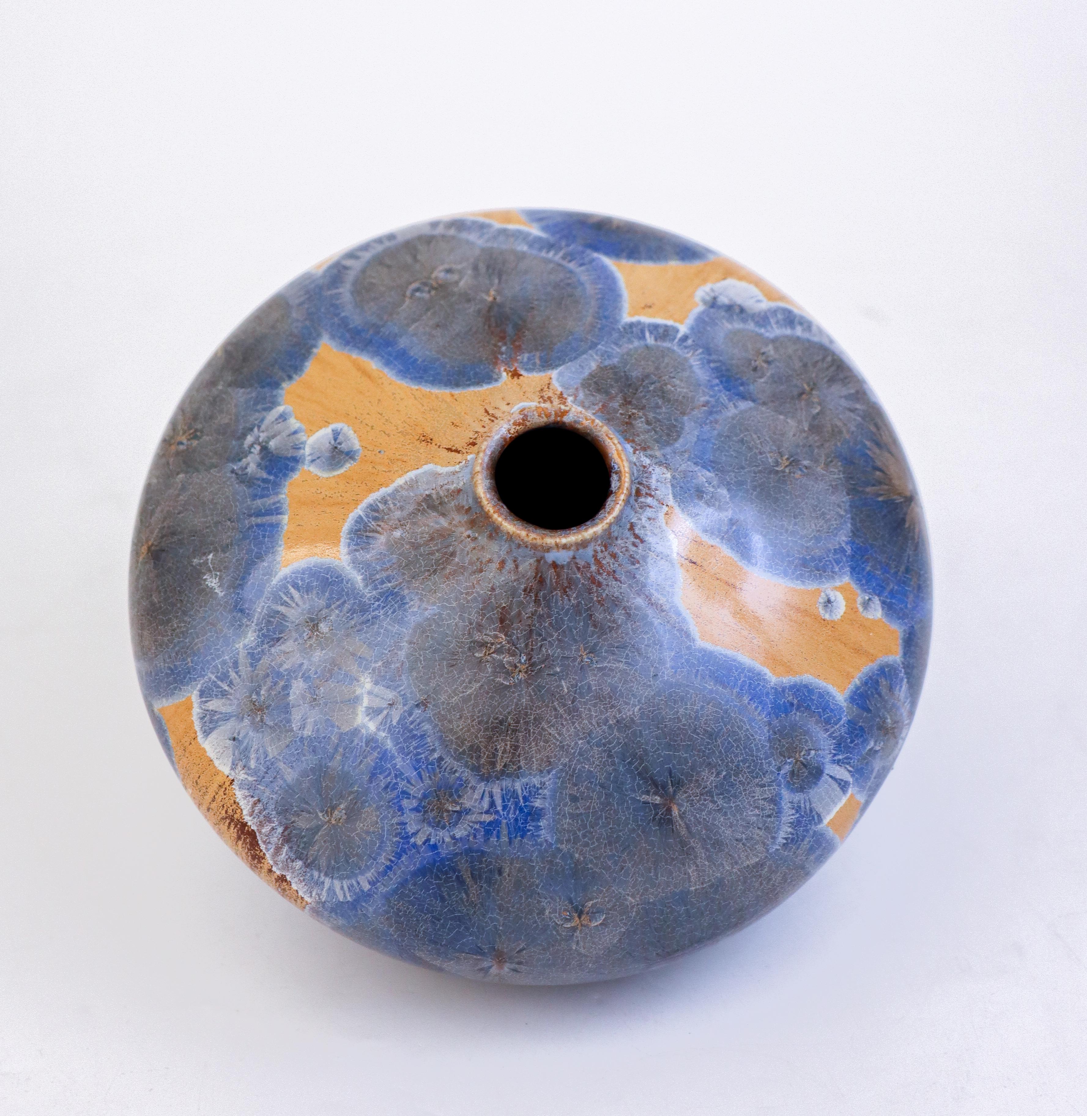 Isak Isaksson Gold / Gray Ceramic Vase Crystalline Glaze Contemporary Artist 2