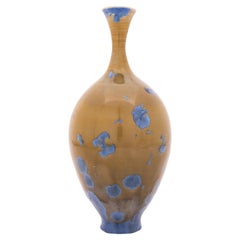 Lovely Vase Isak Isaksson, Green and Blue Glaze, Contemporary Swedish Ceramicist