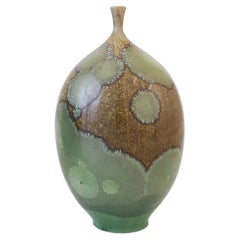 Isak Isaksson - Green & Brown Ceramic Vase Crystalline Glaze Contemporary Artist