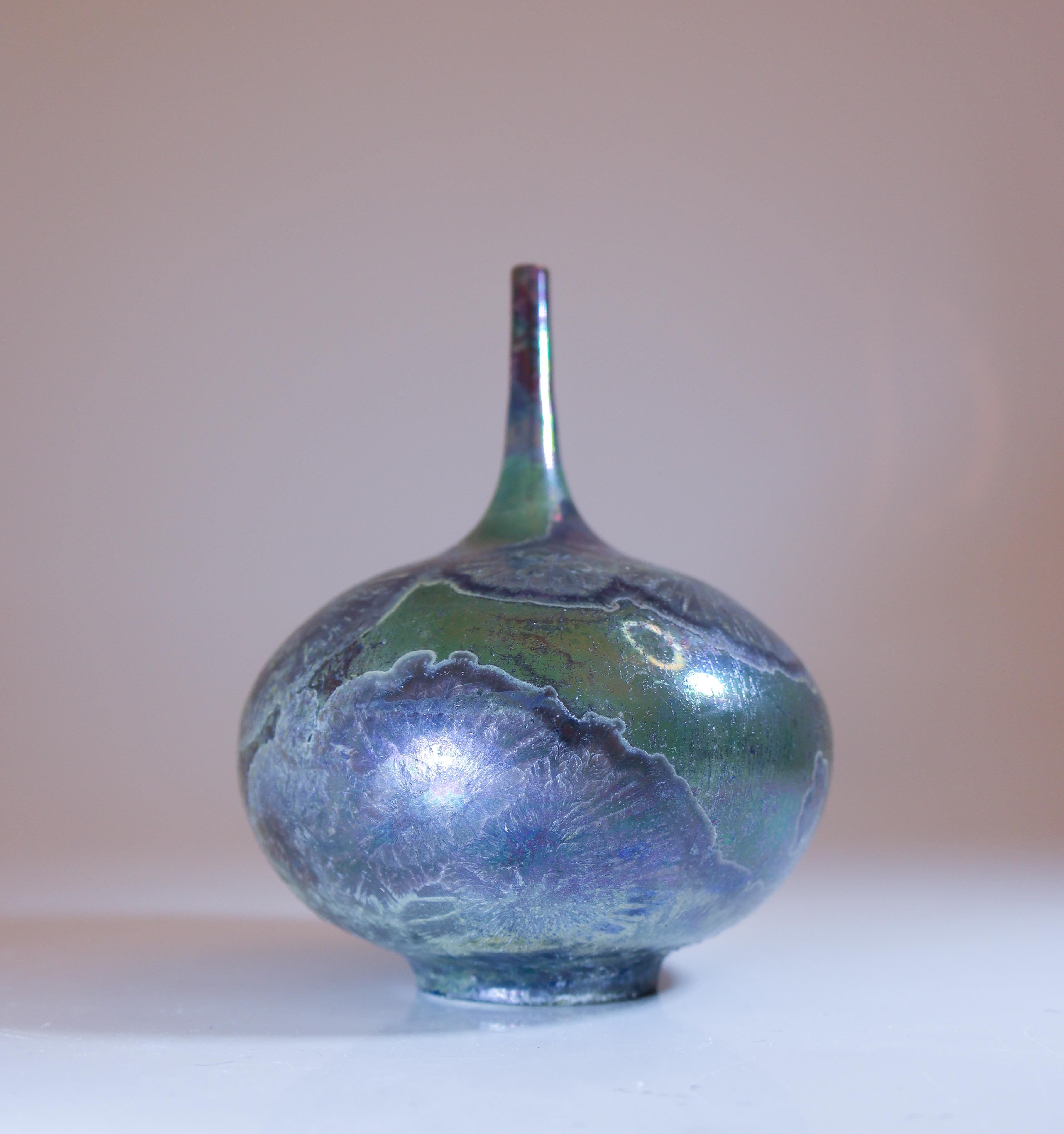 Isak Isaksson Green Ceramic Vase Crystalline Contemporary Artist 1