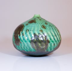Isak Isaksson Green Ceramic Vase - Crystalline Glaze Contemporary Artist