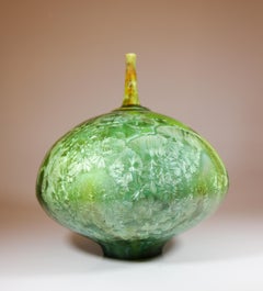 Isak Isaksson - Green Ceramic Vase Crystalline Glaze Contemporary Artist