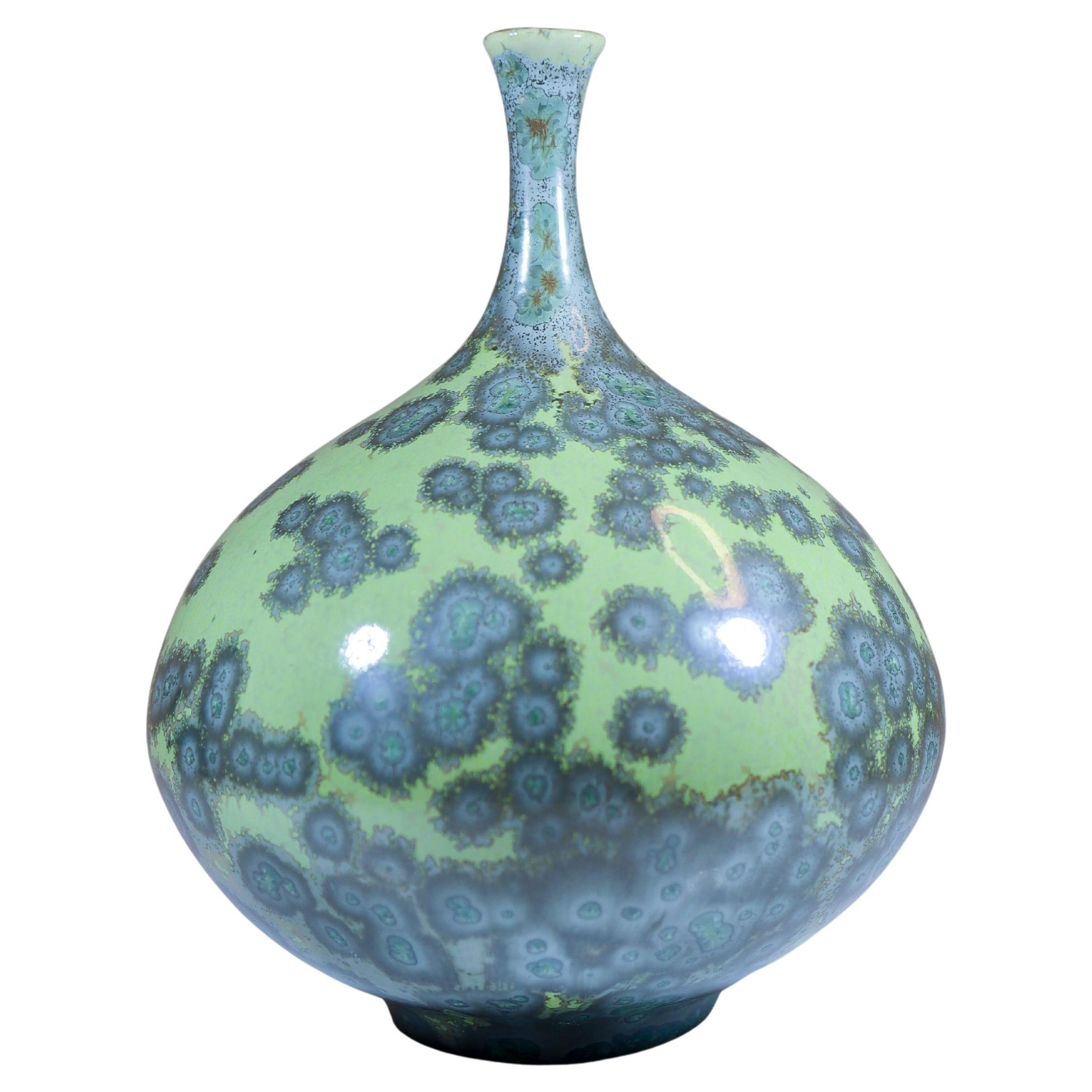 Isak Isaksson Vase en céramique verte Glace cristalline Artiste contemporain