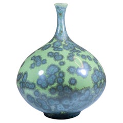 Isak Isaksson Vase en céramique verte Glace cristalline Artiste contemporain