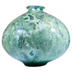 Isak Isaksson Vase en céramique verte Glace cristalline Artiste contemporain