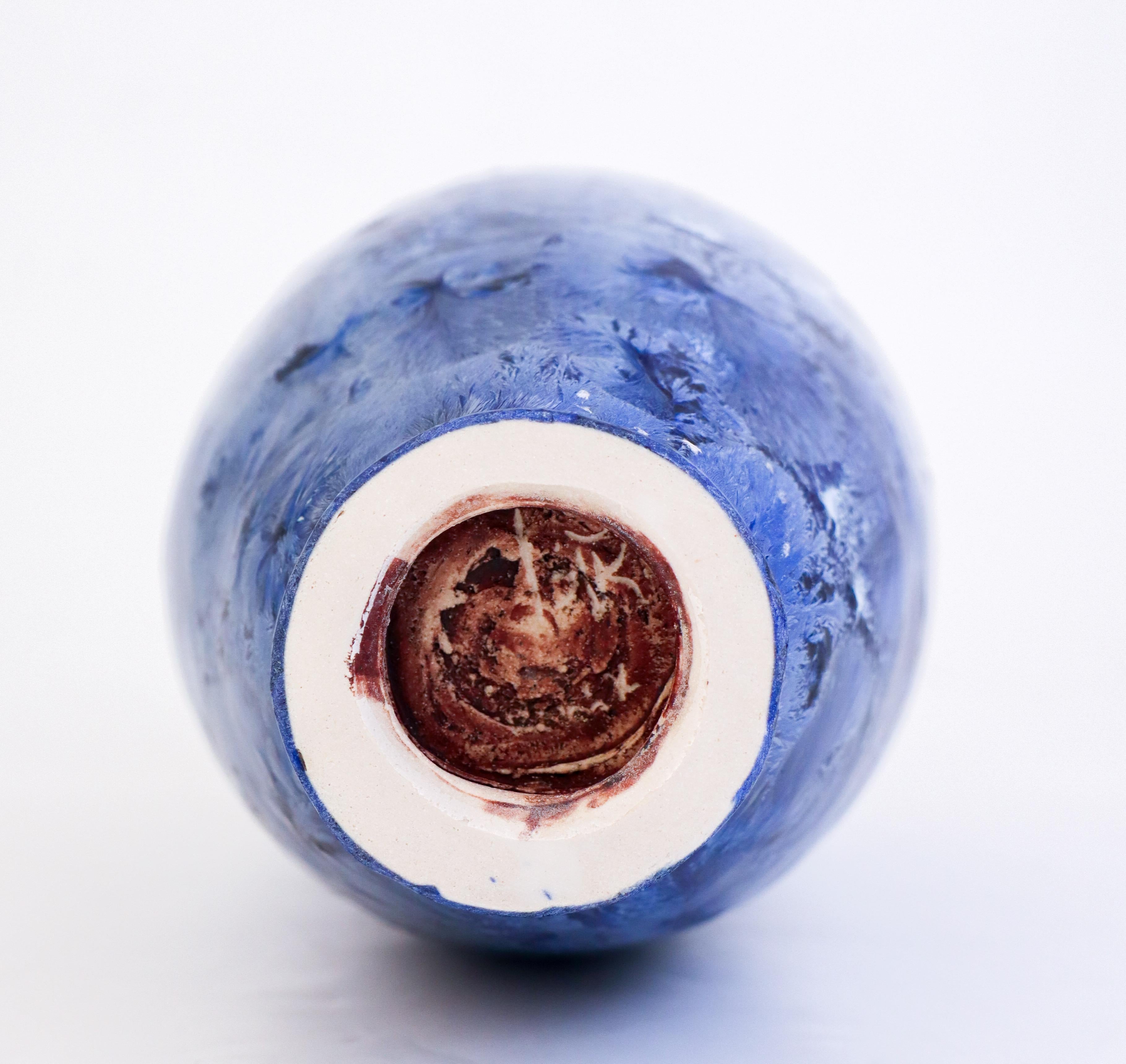 Isak Isaksson Large Blue Ceramic Vase, Crystalline Glaze Contemporary Artist 4