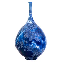 Isak Isaksson Large Blue Ceramic Vase, Crystalline Glaze Contemporary Artist