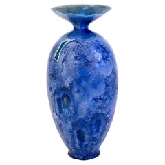 Isak Isaksson Large Blue Ceramic Vase, Crystalline Glaze Contemporary Artist