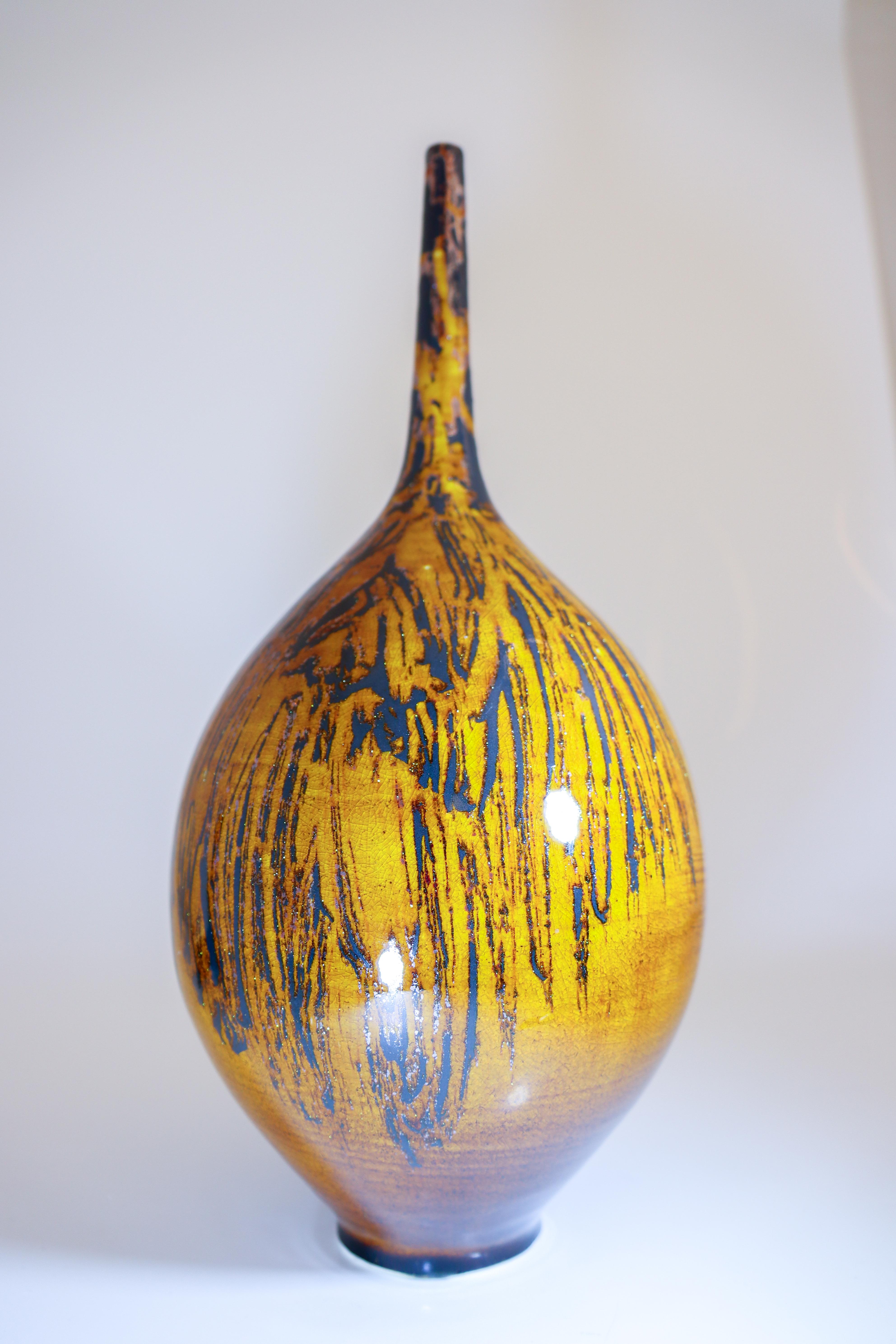 Svedese Isak Isaksson Vaso grande in ceramica Smalto cristallino Artista contemporaneo in vendita