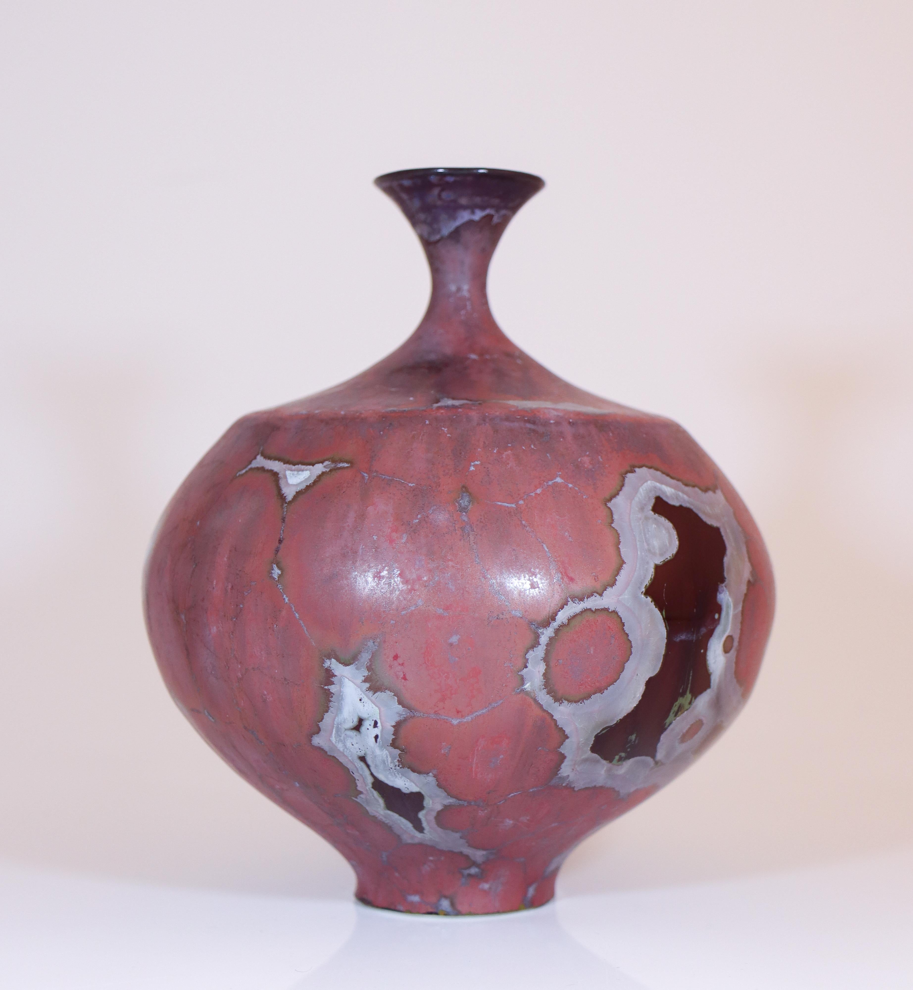 Swedish Isak Isaksson Lovely Purple Ceramic Vase - Crystalline Glaze Contemporary Artist For Sale