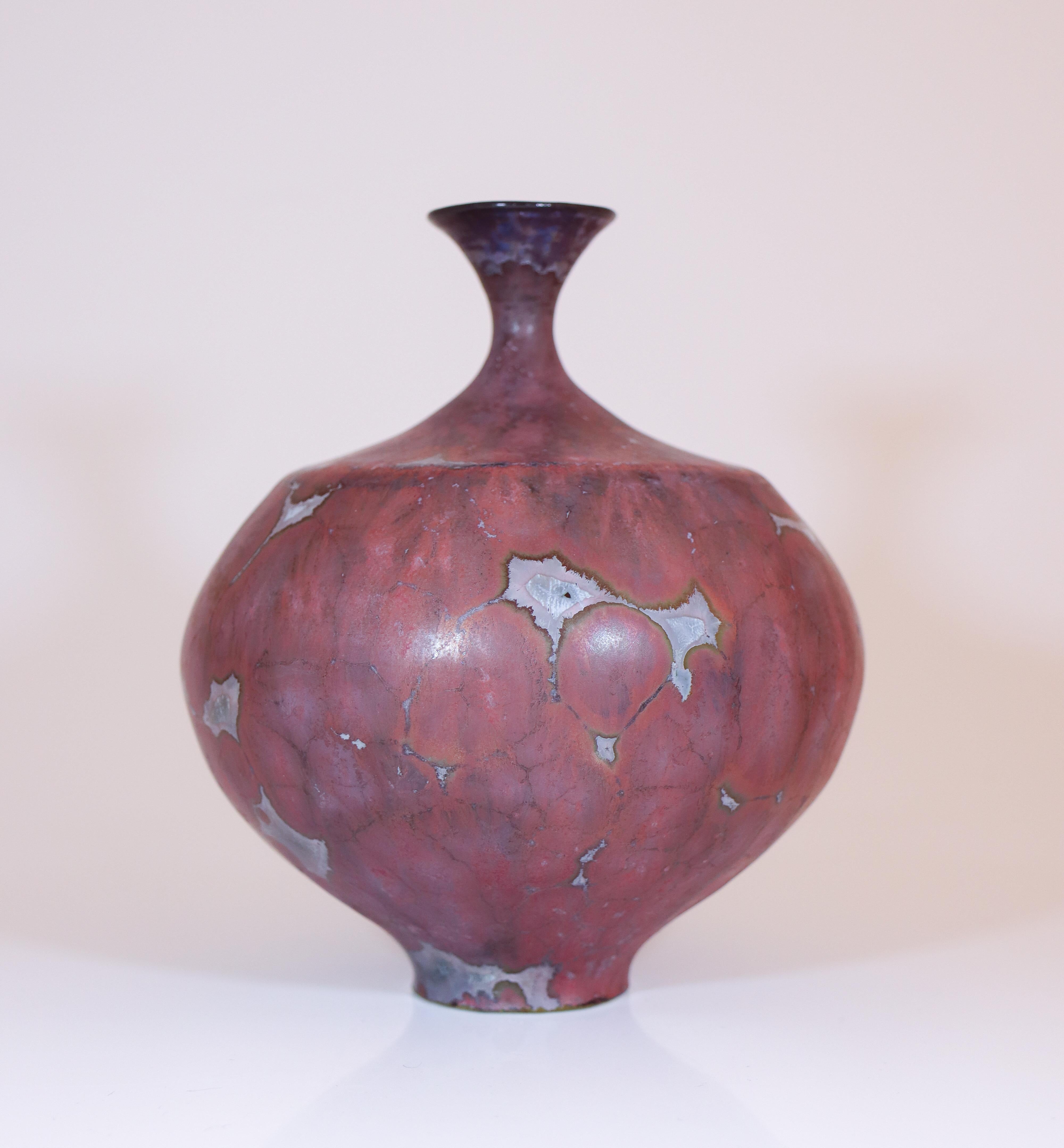 Glazed Isak Isaksson Lovely Purple Ceramic Vase - Crystalline Glaze Contemporary Artist For Sale