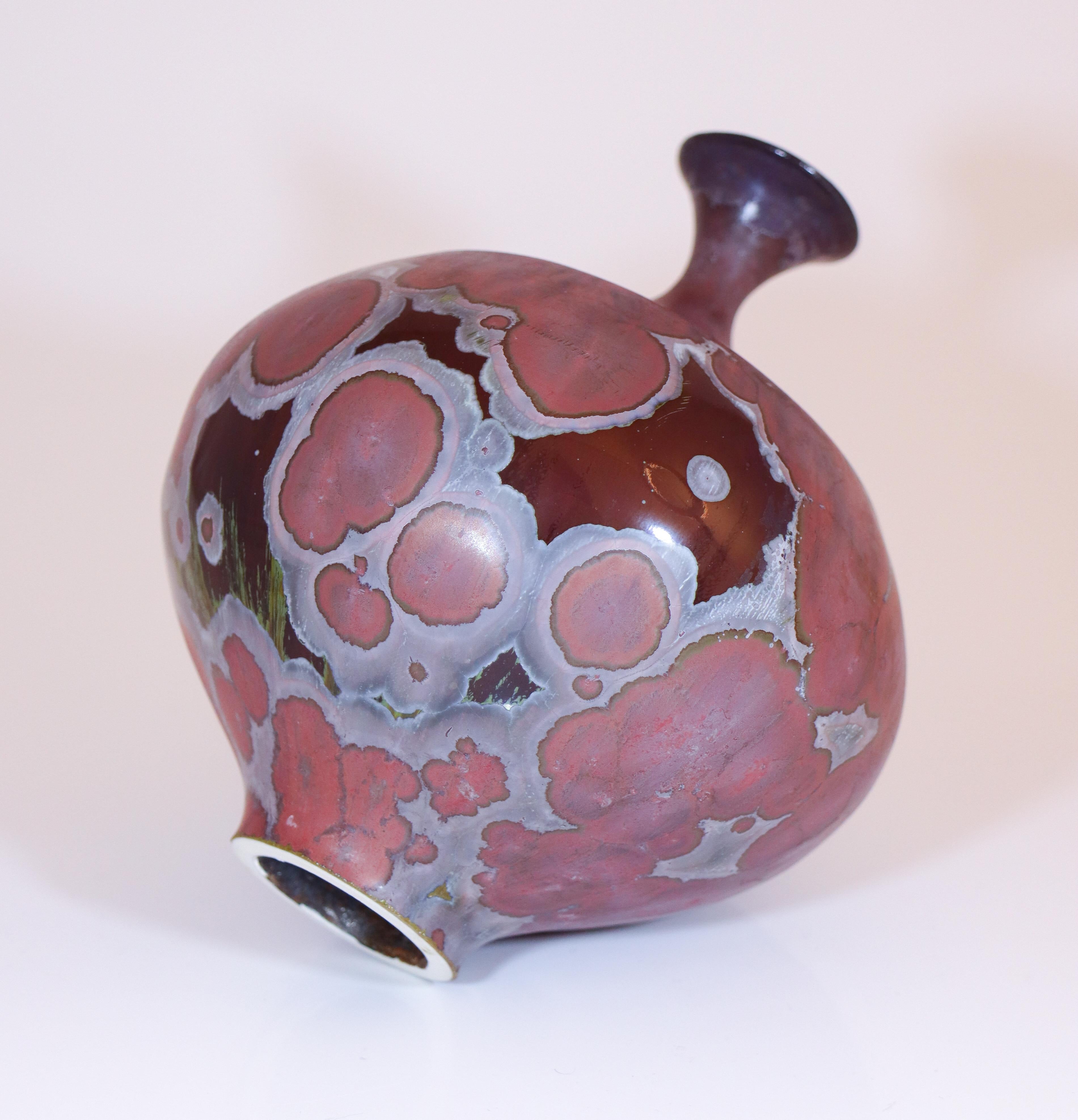 Isak Isaksson Lovely Purple Ceramic Vase - Crystalline Glaze Contemporary Artist For Sale 2