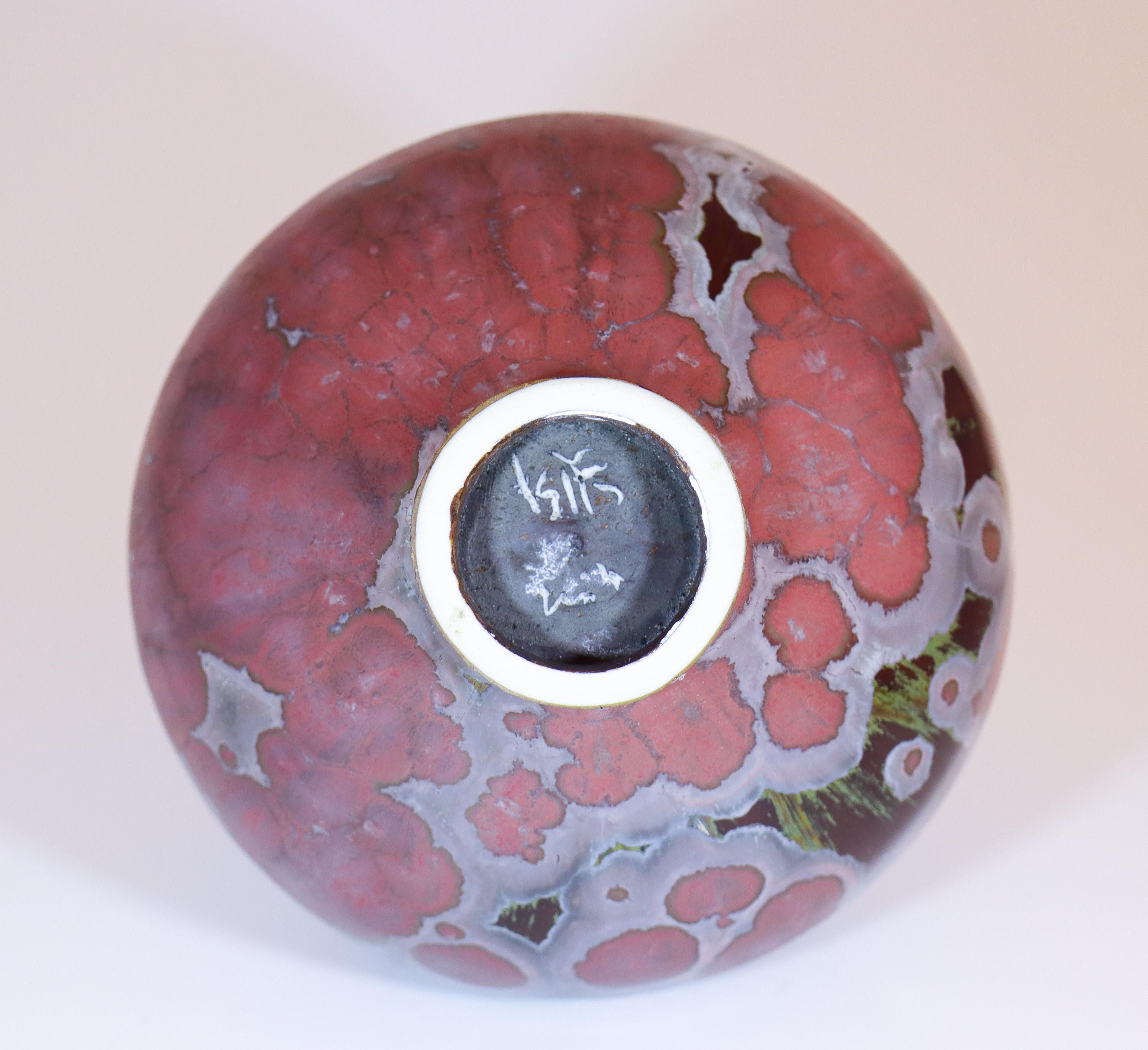 Isak Isaksson Lovely Purple Ceramic Vase - Crystalline Glaze Contemporary Artist For Sale 3