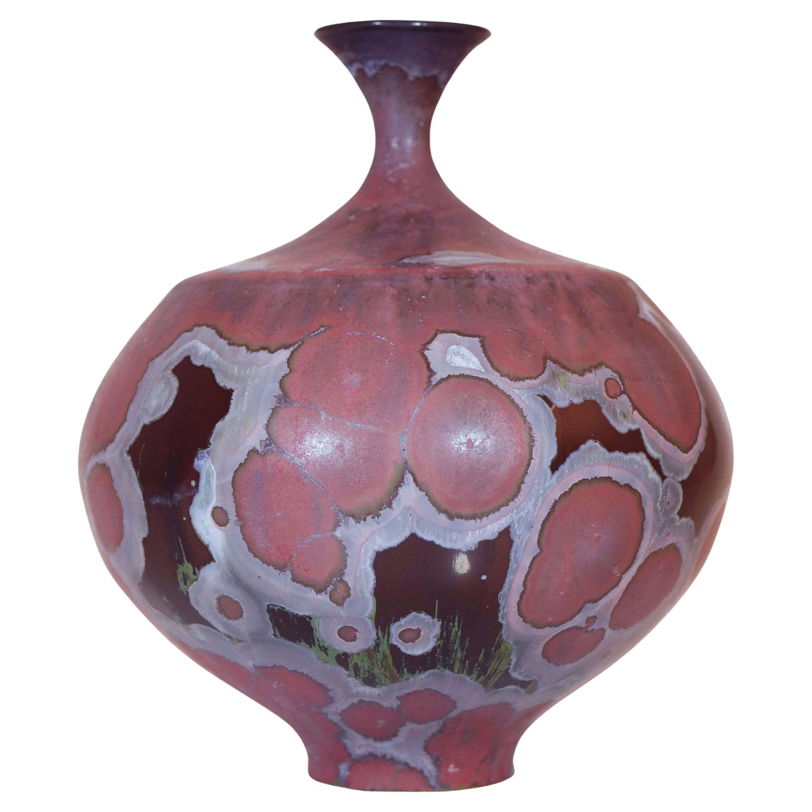 Isak Isaksson Lovely Purple Ceramic Vase - Crystalline Glaze Contemporary Artist