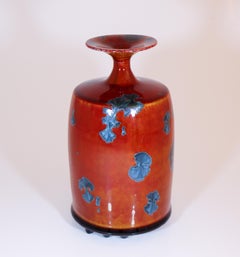 Isak Isaksson Lovely Red Ceramic Vase - Crystalline Glaze - Contemporary Artist
