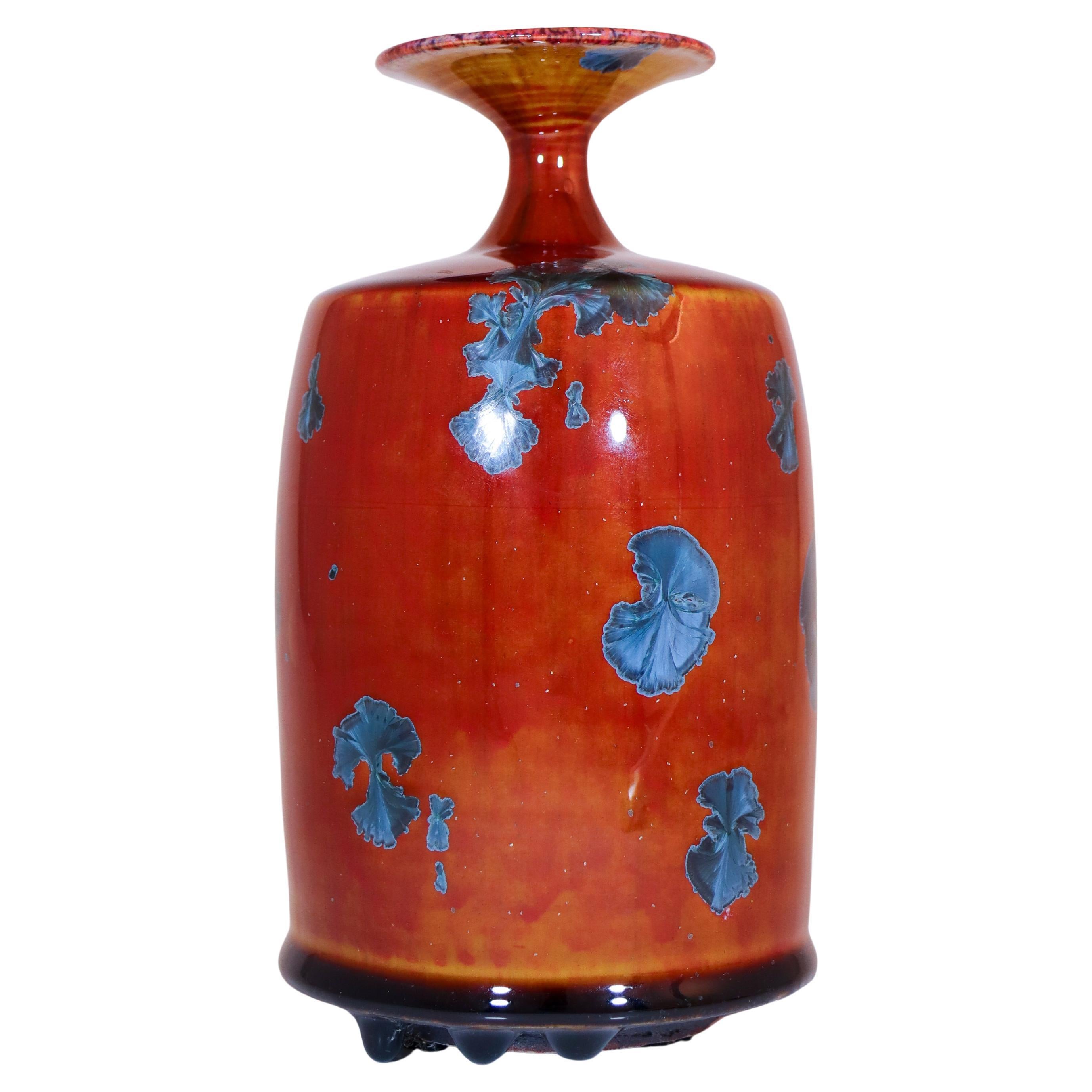 Isak Isaksson Lovely Red Ceramic Vase - Crystalline Glaze - Contemporary Artist