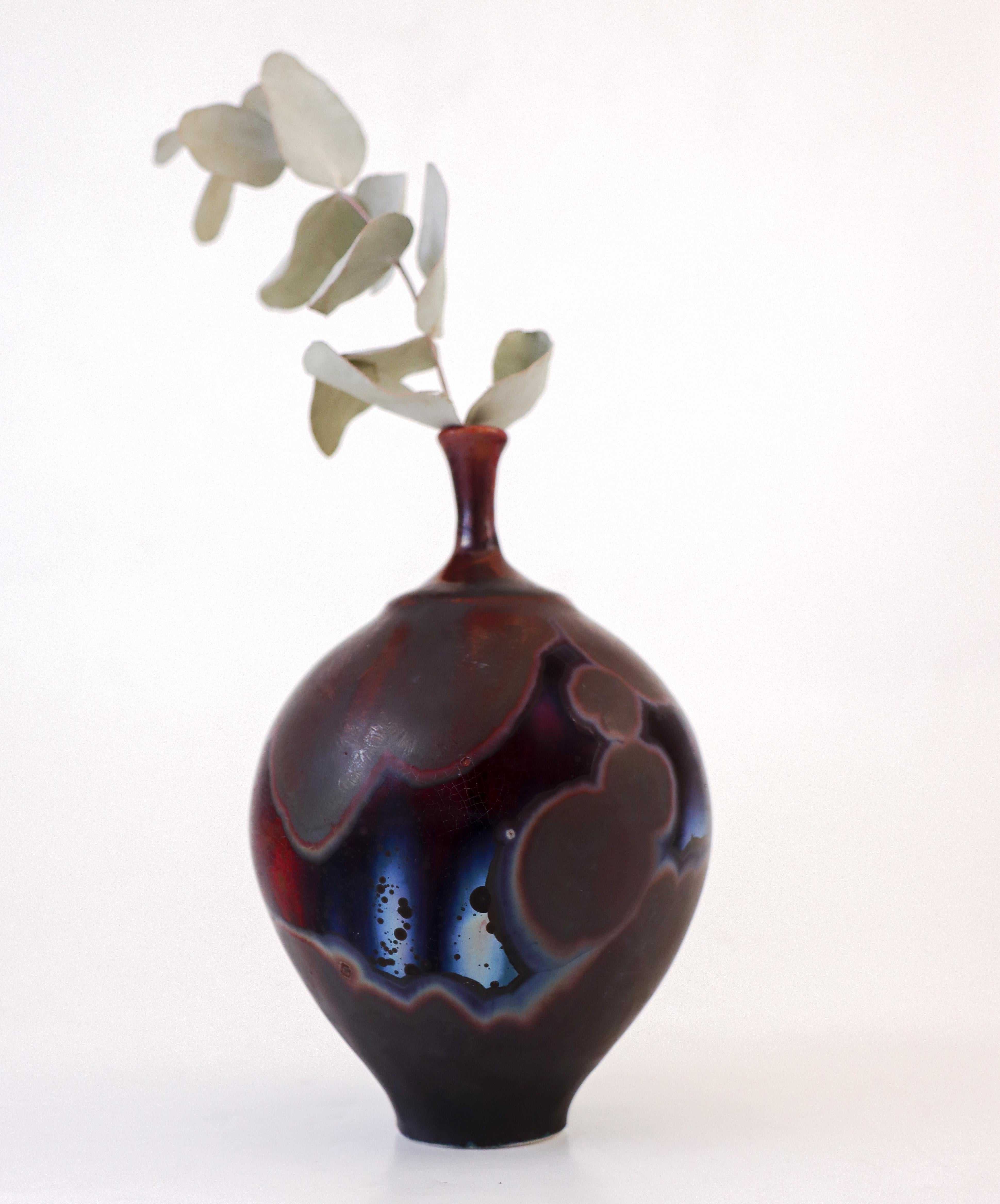 Isak Isaksson Magic Metallic Purple Ceramic Vase Crystalline Glaze Contemporary 2