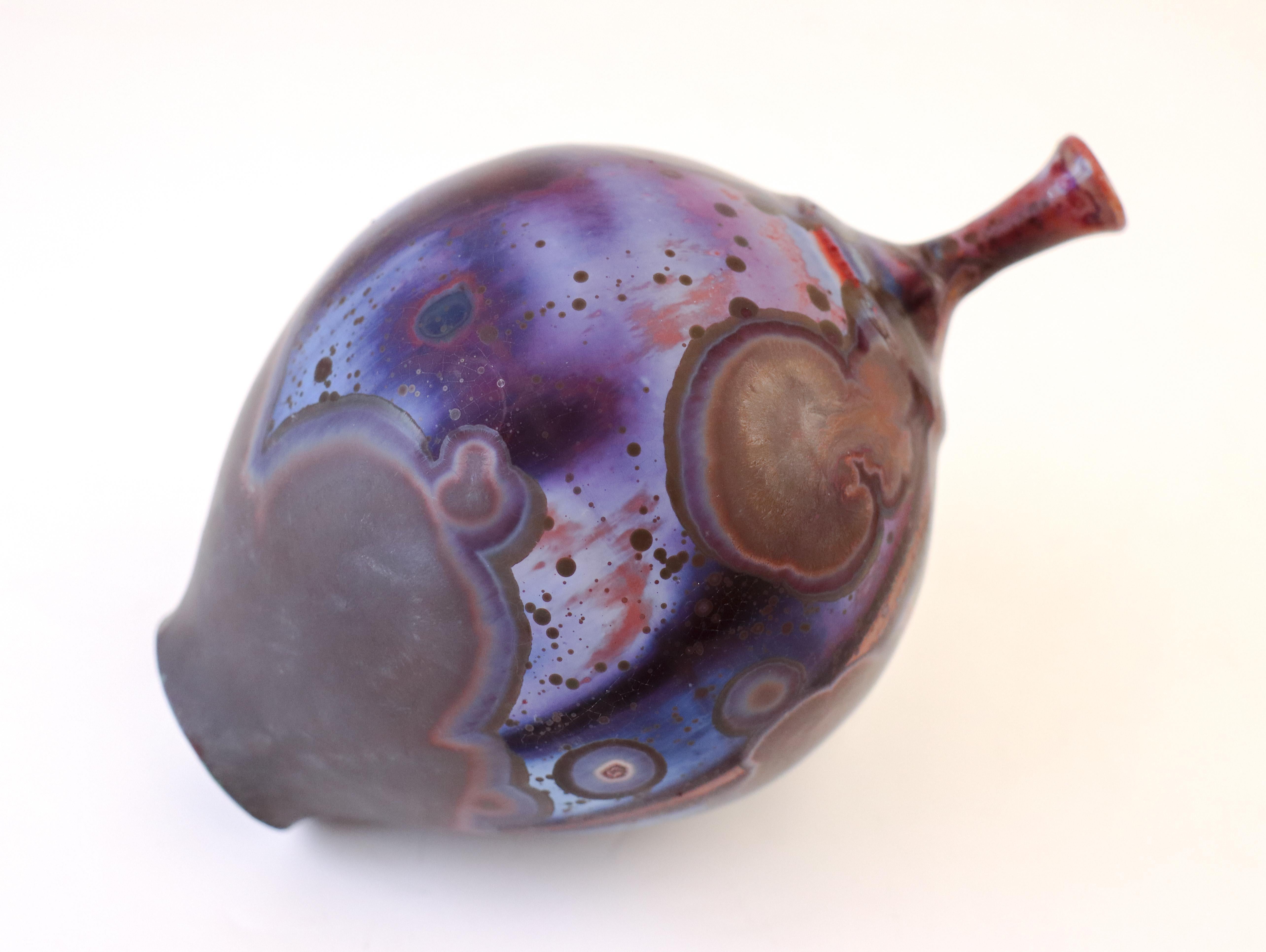 Isak Isaksson Magic Metallic Purple Ceramic Vase Crystalline Glaze Contemporary 3
