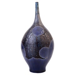 Isak Isaksson - Metallic Blue Ceramic Vase Crystalline Glaze Contemporary Artist