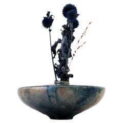 Isak Isaksson - Metallic Blue Ceramic Vase Crystalline Glaze Contemporary Artist