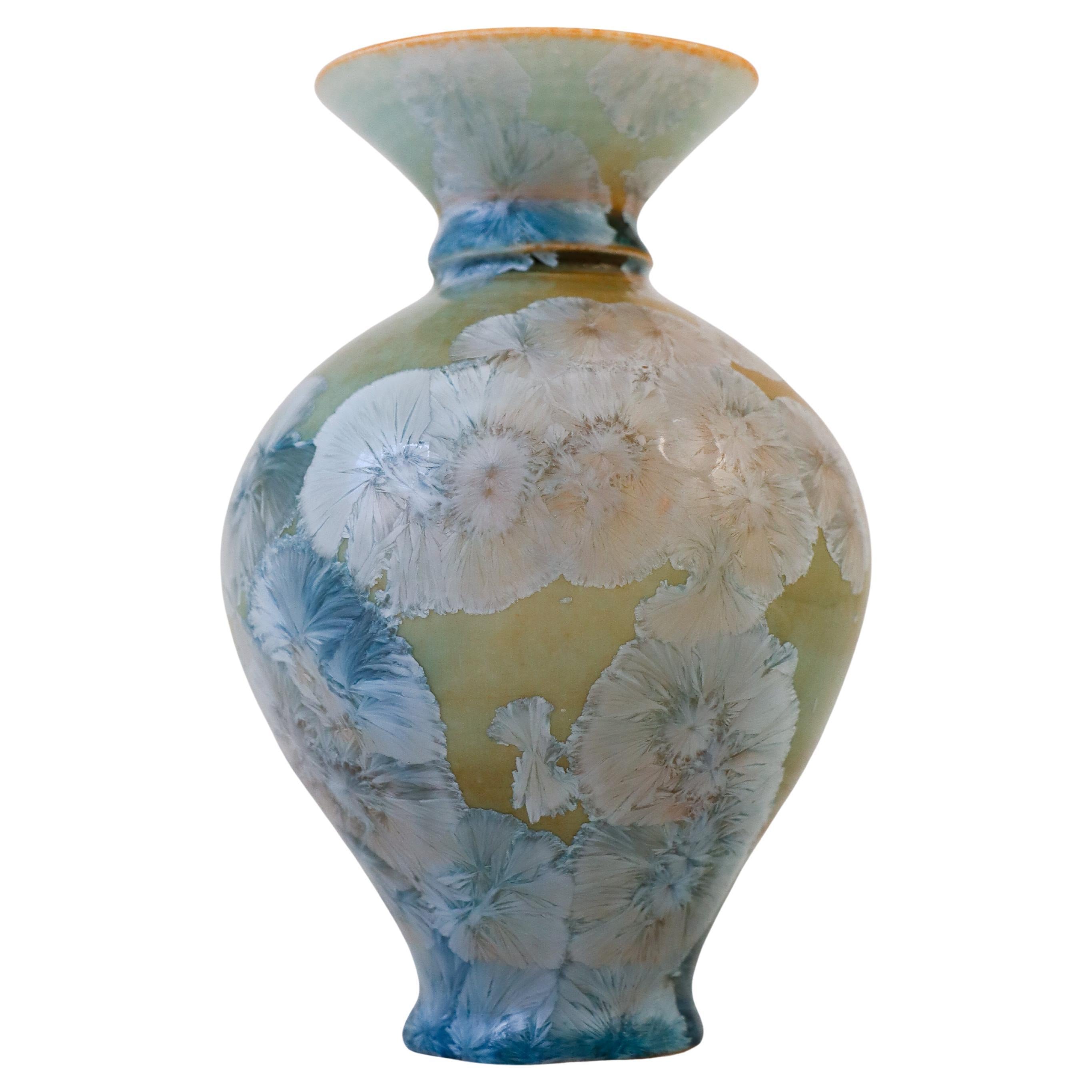 Isak Isaksson Multicolored Ceramic Vase, Crystalline Glaze Contemporary Artist