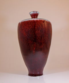 Isak Isaksson - Oxblood Red Ceramic Vase Crystalline Glaze Contemporary Artist