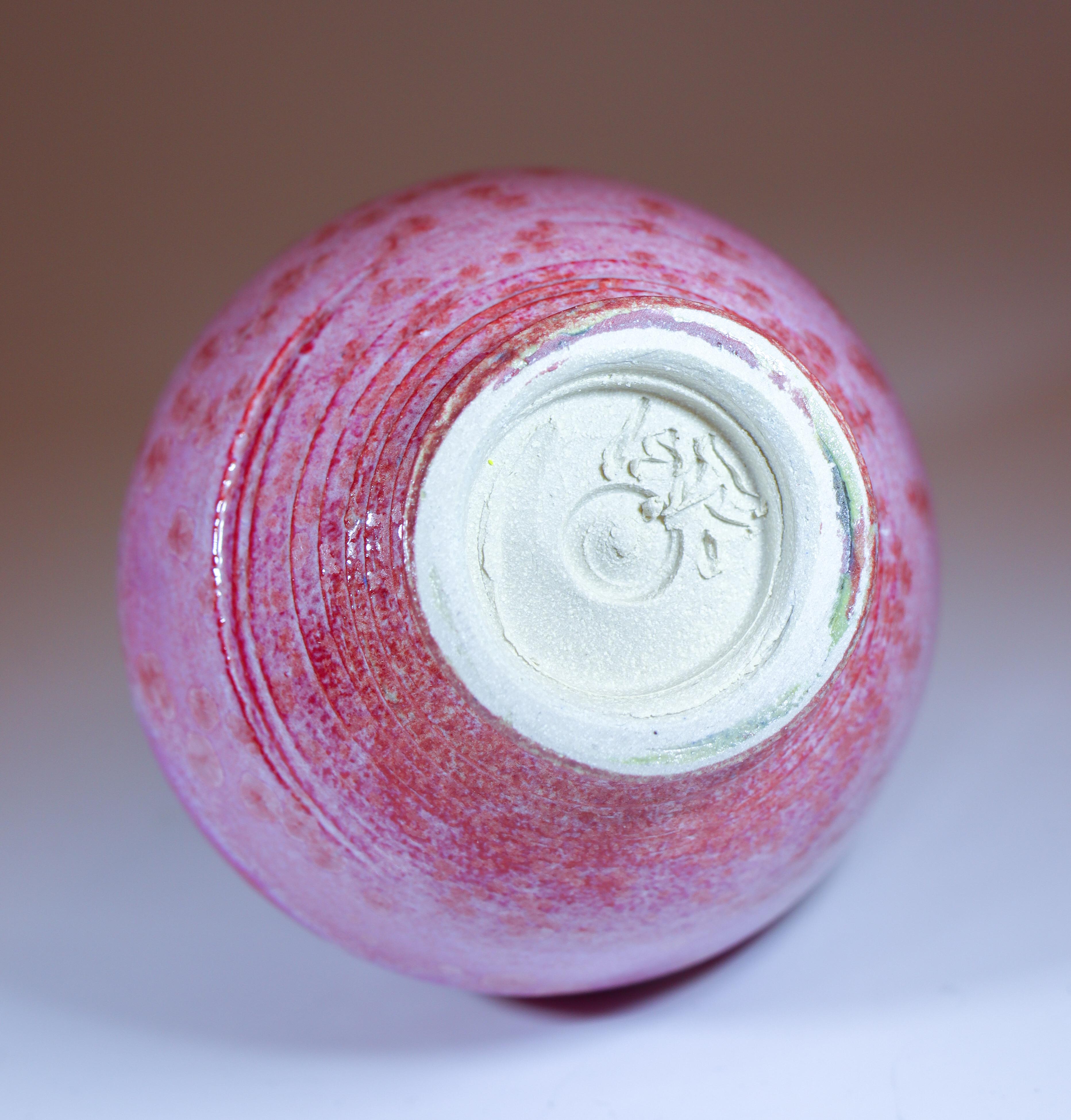 Isak Isaksson Pink Ceramic Vase Crystalline Glaze Contemporary Artist For Sale 4