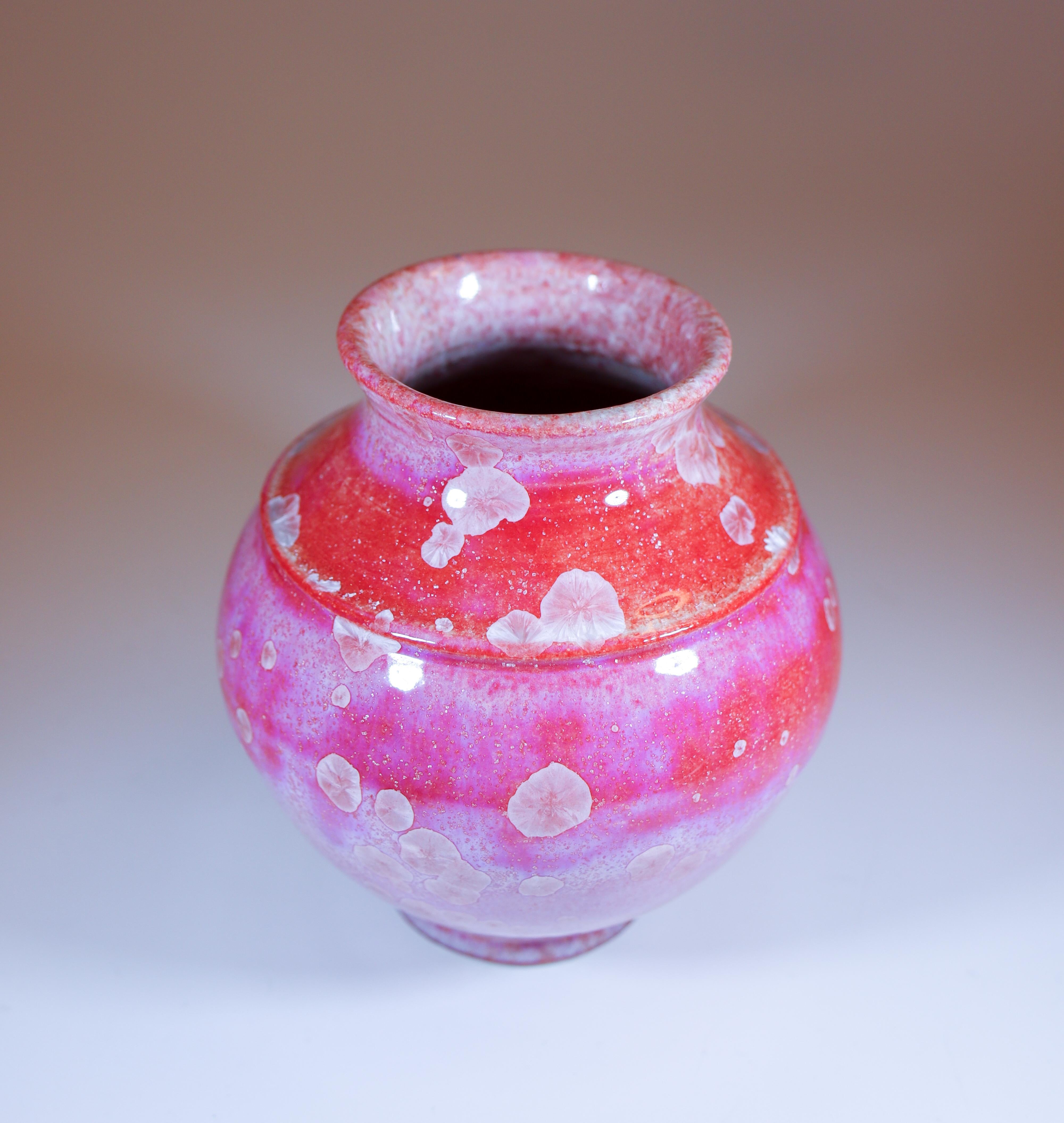 Isak Isaksson Pink Ceramic Vase Crystalline Glaze Contemporary Artist For Sale 2