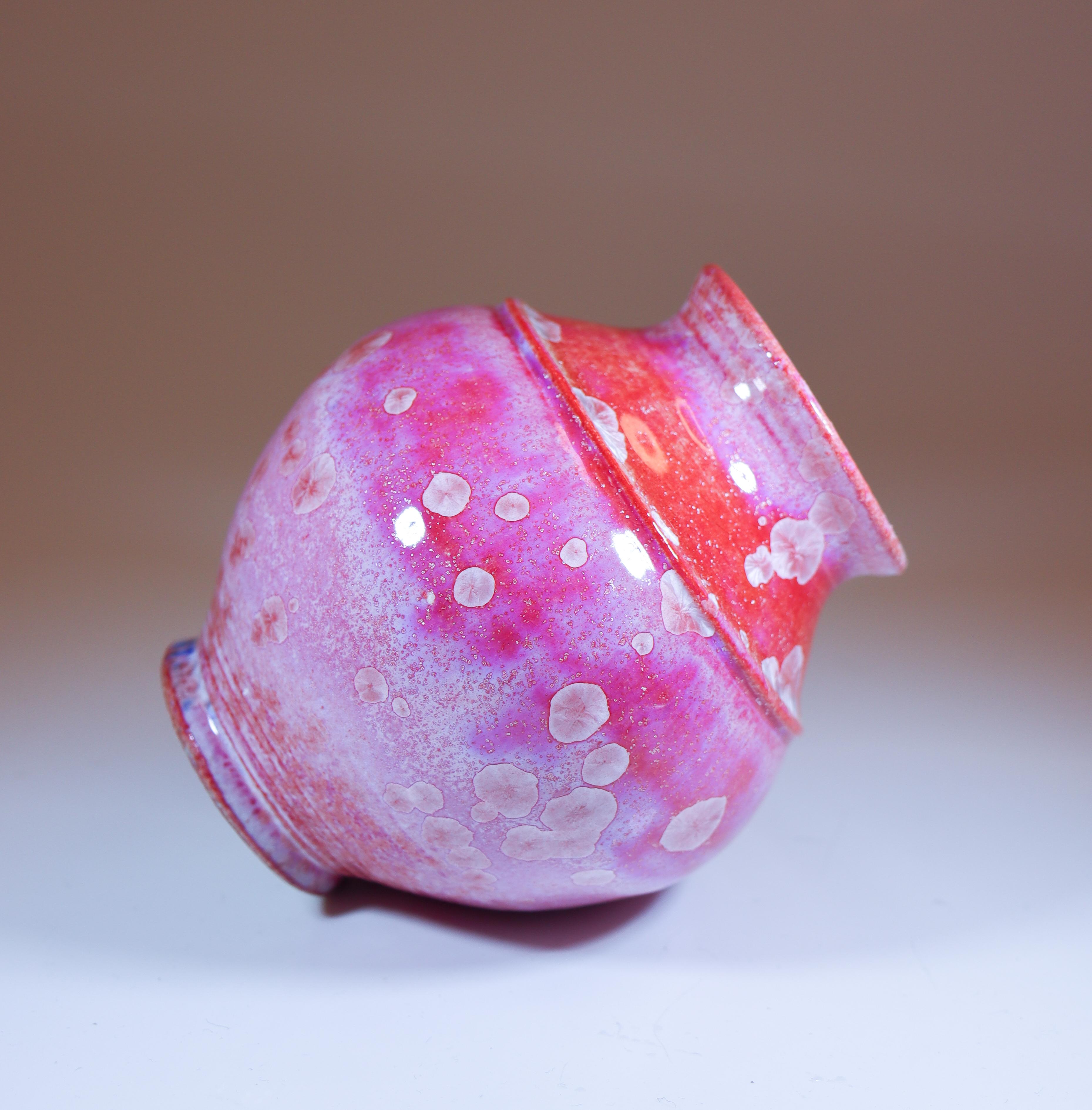 Isak Isaksson Pink Ceramic Vase Crystalline Glaze Contemporary Artist For Sale 3