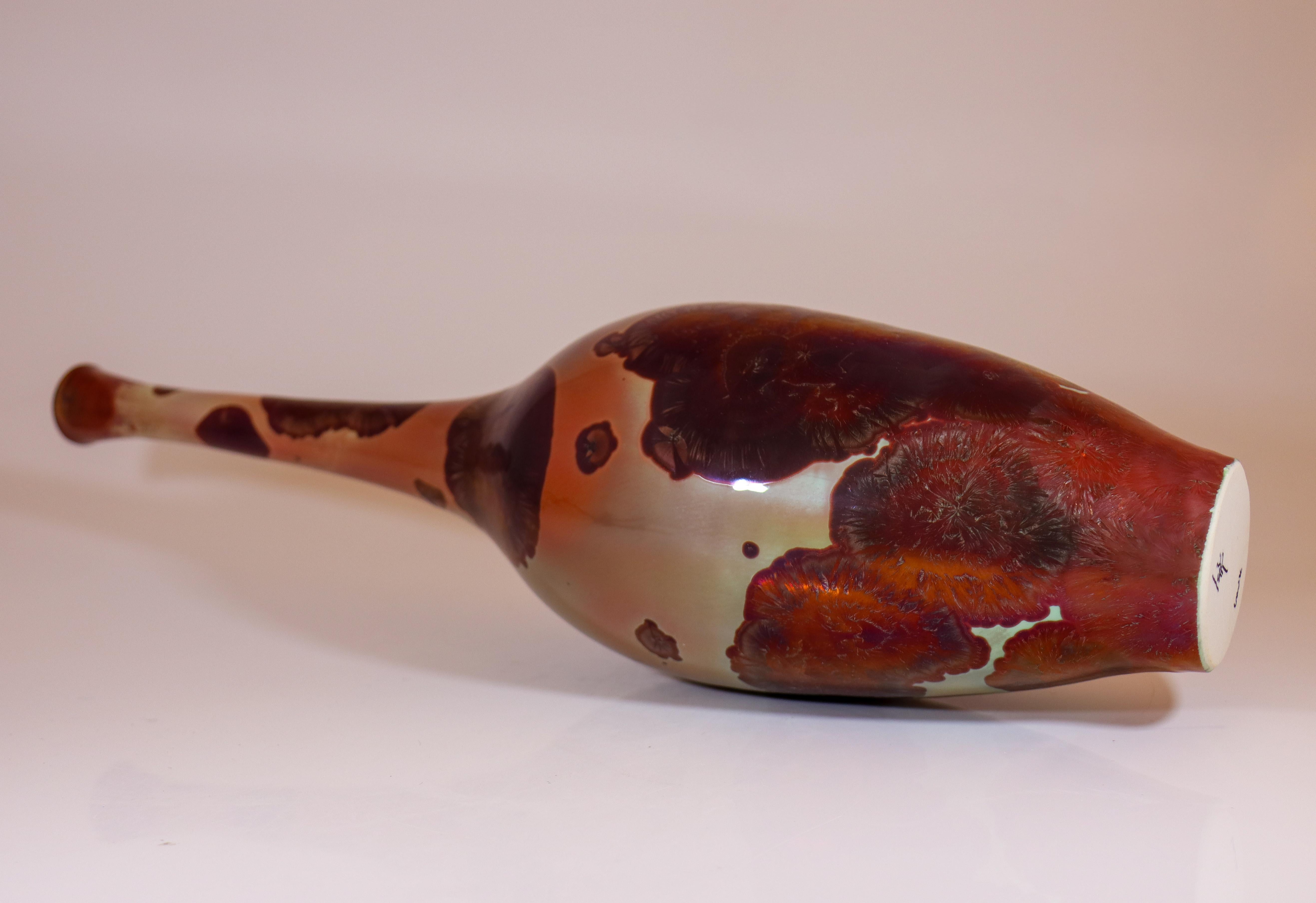 Isak Isaksson Vase en céramique rose brillant Glaçure cristalline Artiste contemporain en vente 3