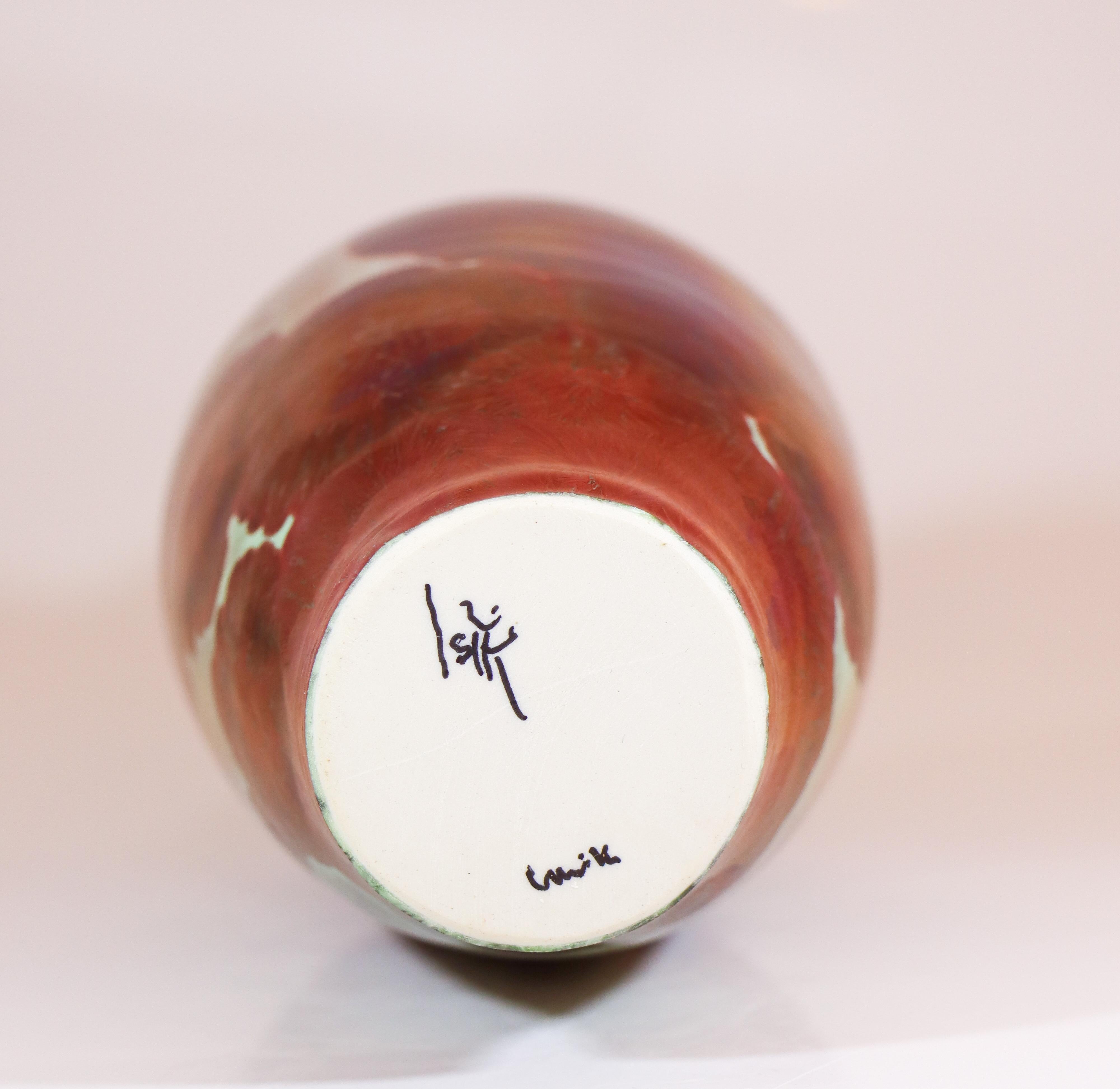 Isak Isaksson Vase en céramique rose brillant Glaçure cristalline Artiste contemporain en vente 5