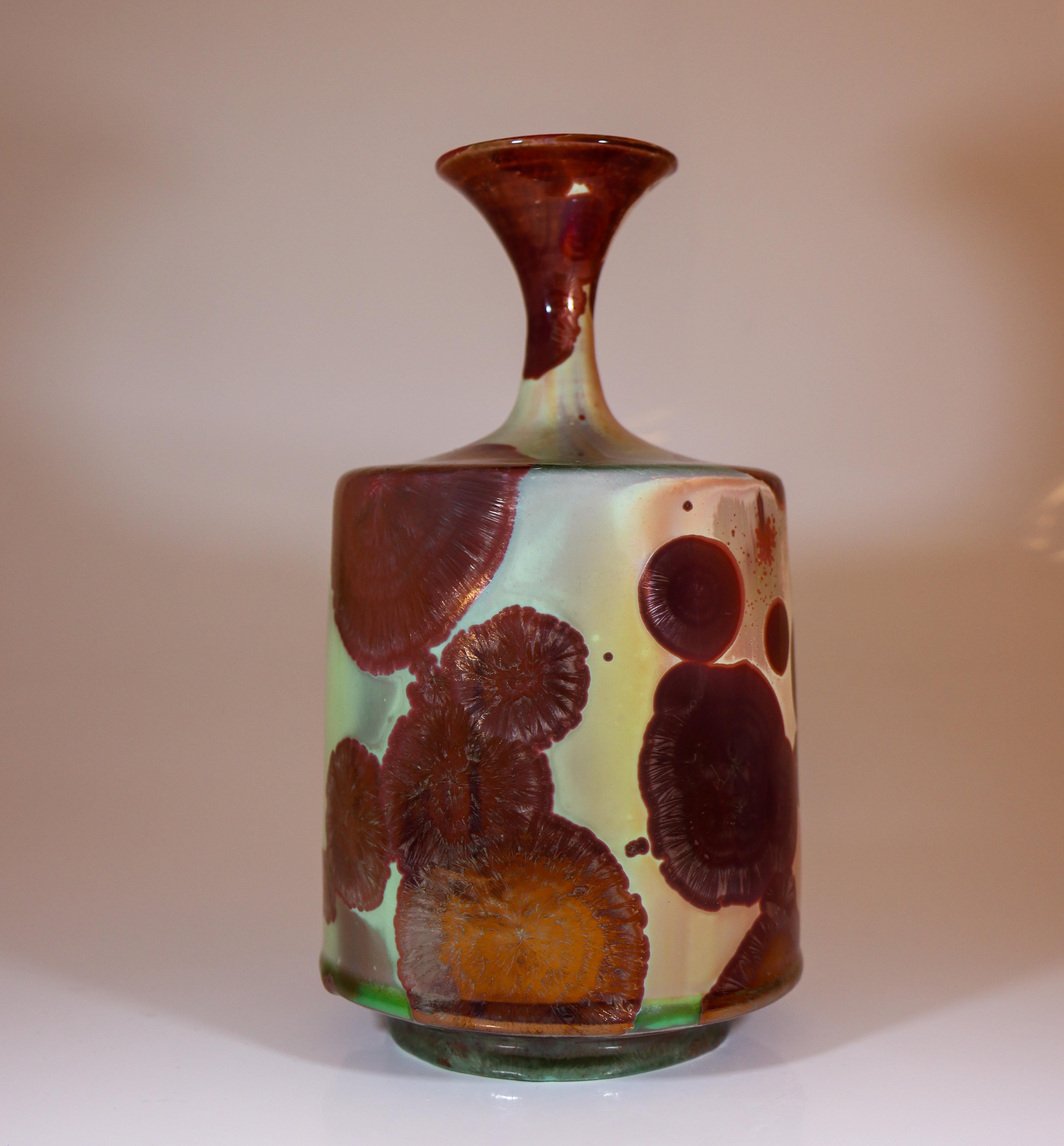 Scandinavo moderno Isak Isaksson Vaso in ceramica lucida rosa Smalto cristallino Contemporary Artist