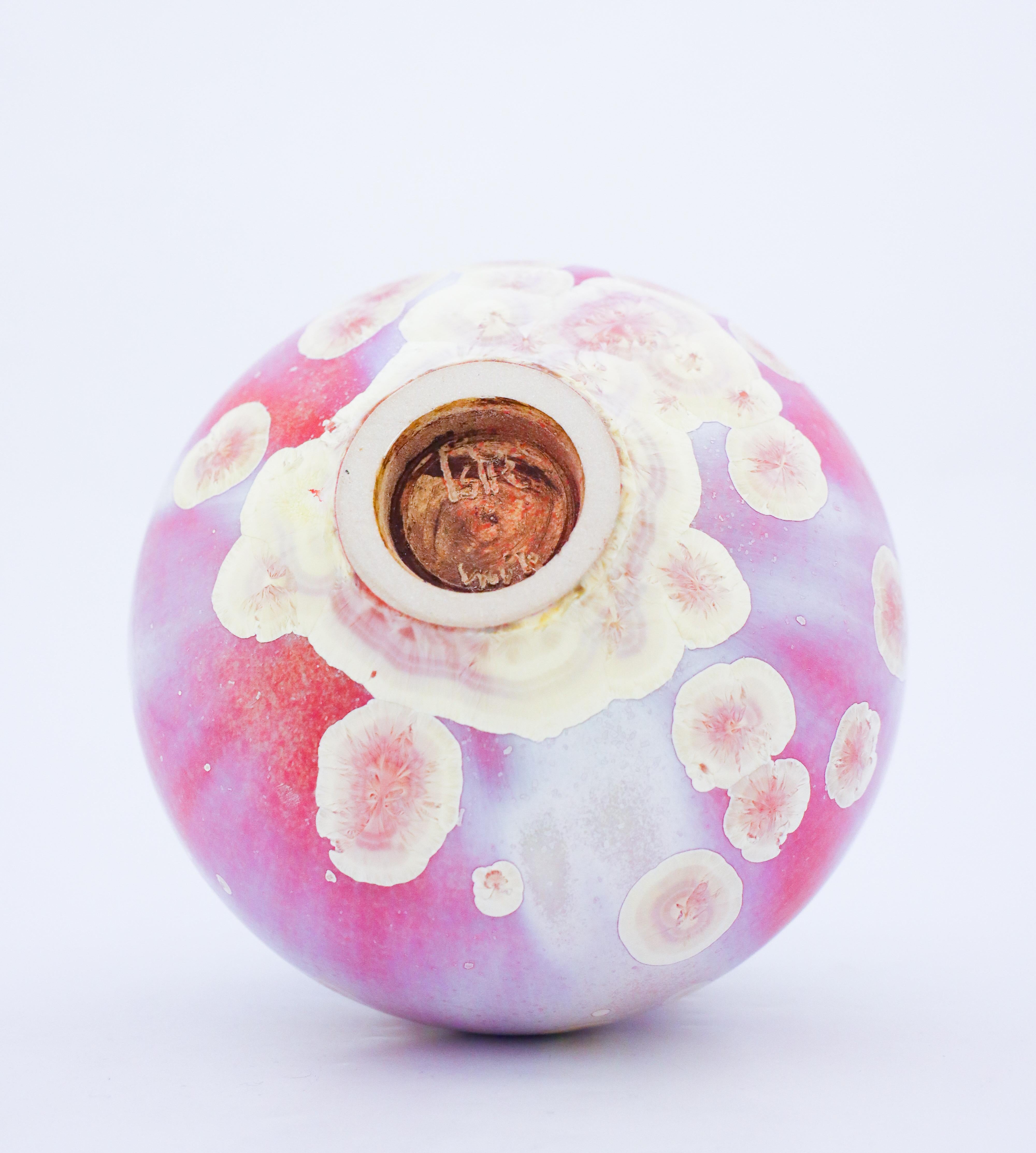 Isak Isaksson, Pink Vase with Crystalline Glaze, Contemporary Ceramic, Sweden. 3