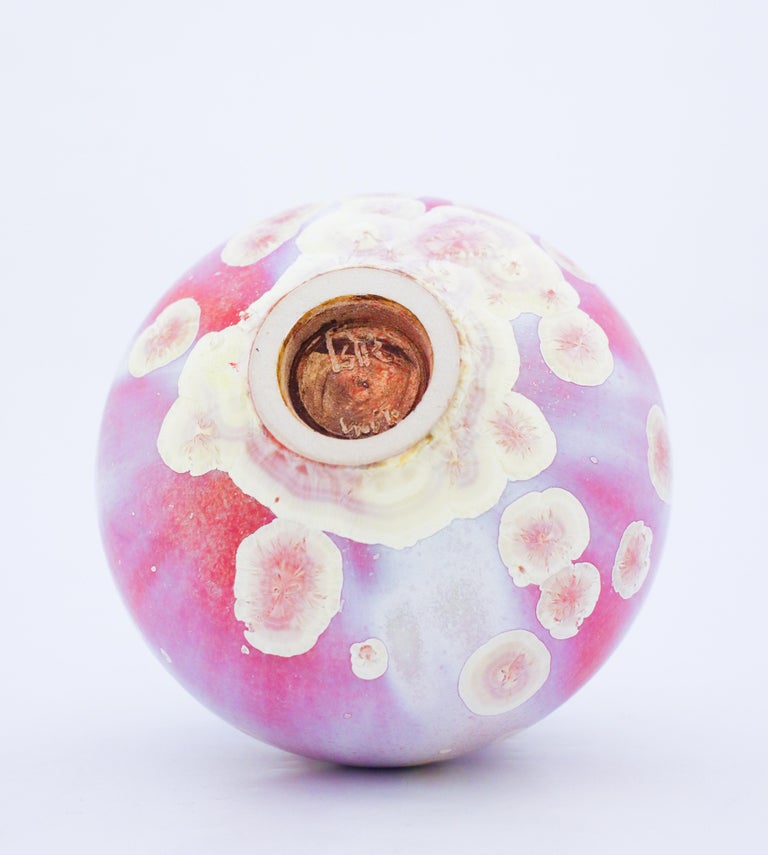 Isak Isaksson, Pink Vase with Crystalline Glaze, Contemporary Ceramic, Sweden. For Sale 3