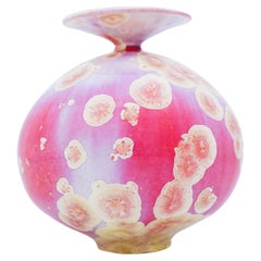 Isak Isaksson, Pink Vase with Crystalline Glaze, Contemporary Ceramic, Sweden.