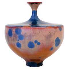 Isak Isaksson - Red & Blue Ceramic Vase Crystalline Glaze Contemporary Artist