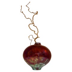 Isak Isaksson Red Shiny Ceramic Vase Crystalline Glaze Contemporary Artist