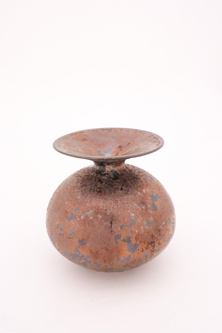 Isak Isaksson, Shiny Brown / Golden Vase, Contemporary Swedish Ceramicist For Sale 2