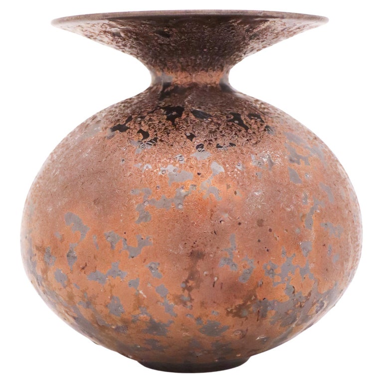 Isak Isaksson, Shiny Brown / Golden Vase, Contemporary Swedish Ceramicist For Sale