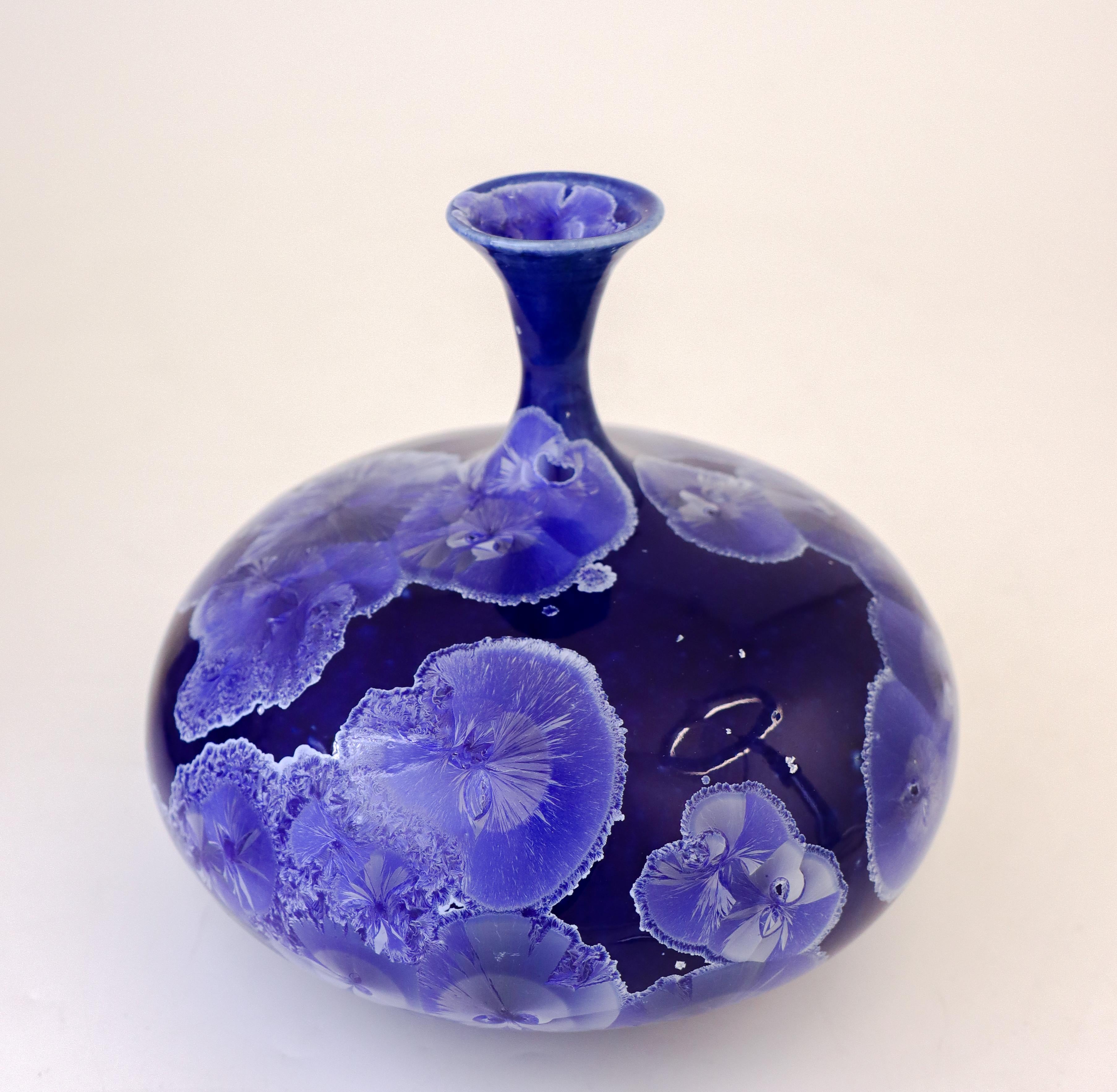 Scandinavian Modern Isak Isaksson - Stunning Blue Ceramic Vase Crystalline Glaze Contemporary Artist